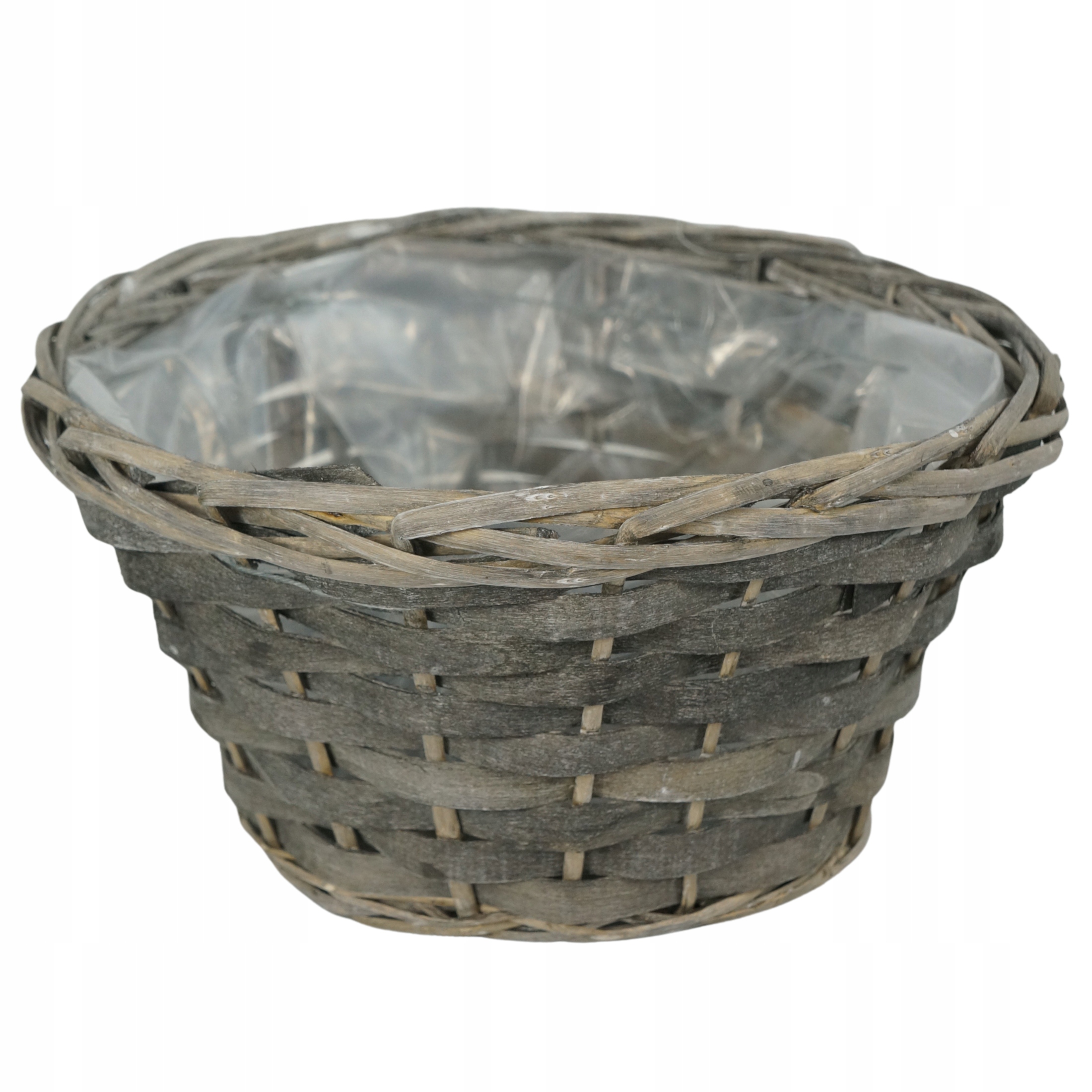 

Szara osłonka doniczka wiklinowa z folią 24 cm