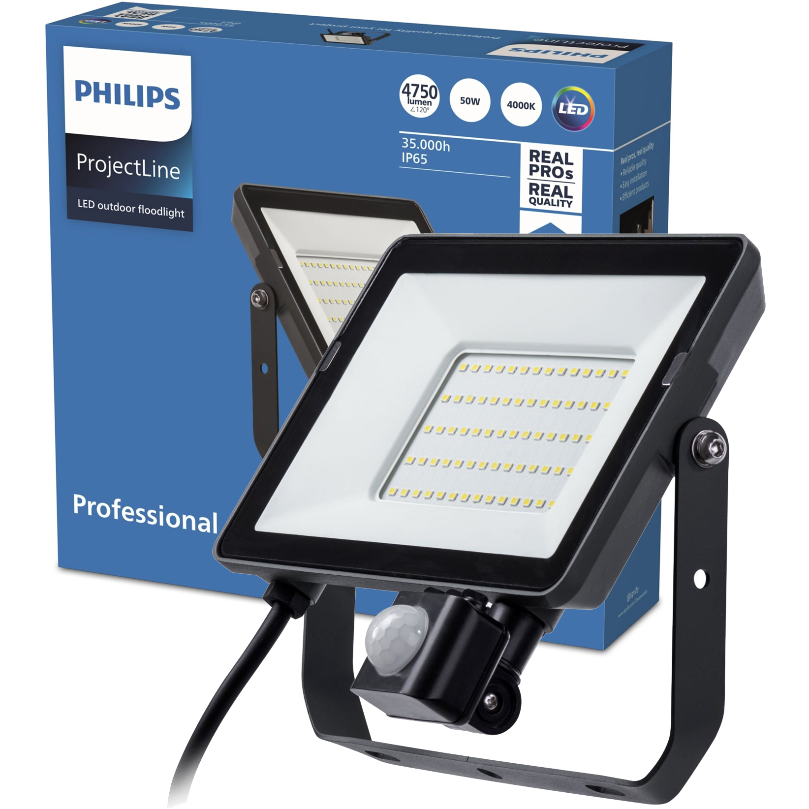 Led reflektor 50W 4000K IP65 Halogenový reflektor s pohybovým senzorem Philips