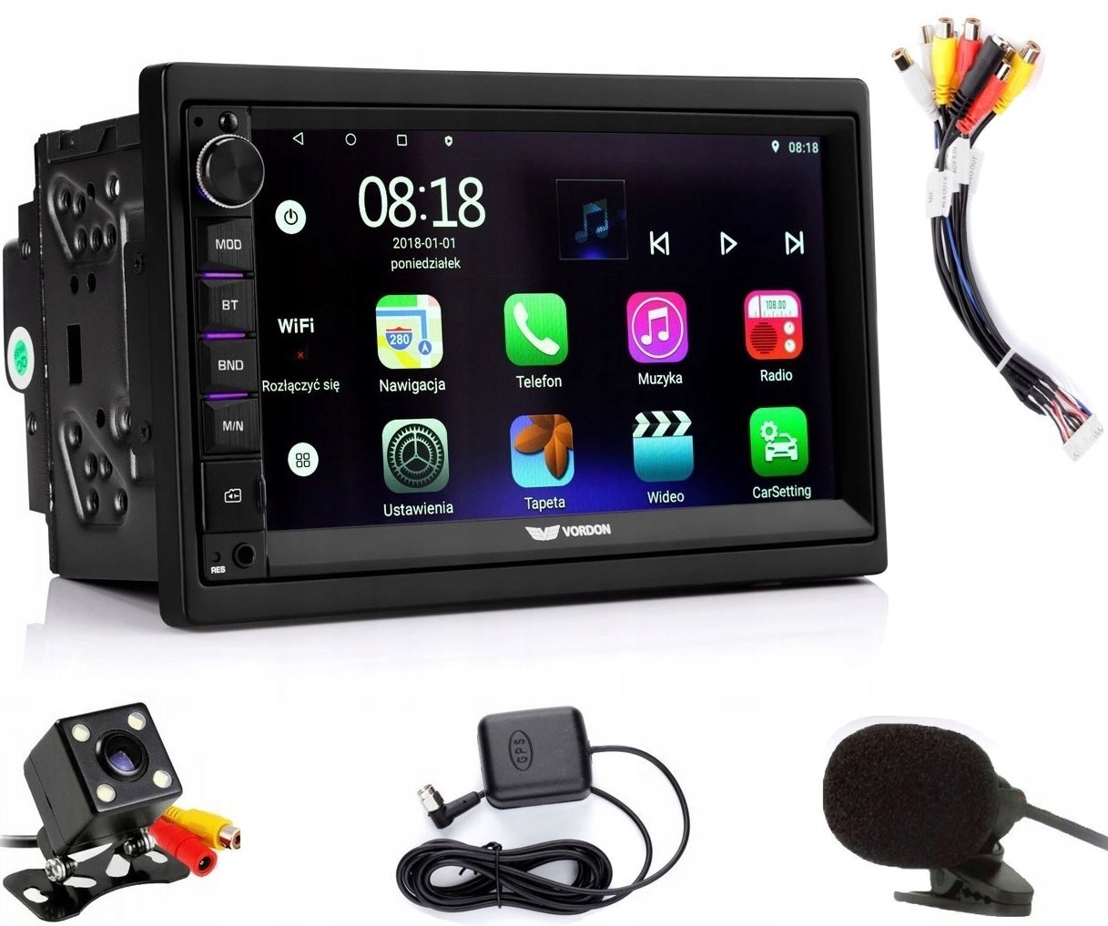 Radio 2DIN Obrazovka 7 Android Nav Gps Usb WiFi Kamera