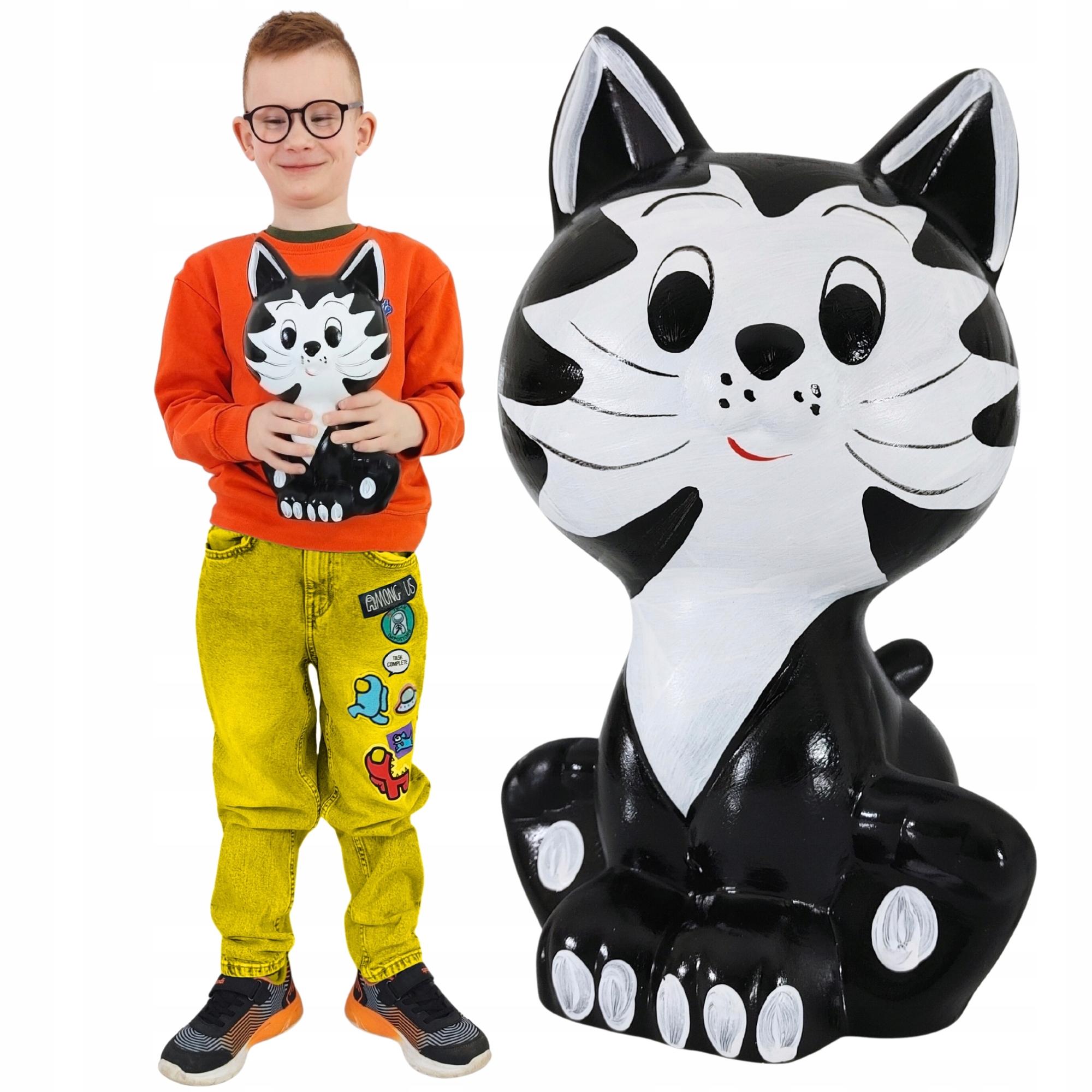 Velká XXL Pokladnička kočka kotě keramická K Rozbití bez otevírání Dárek