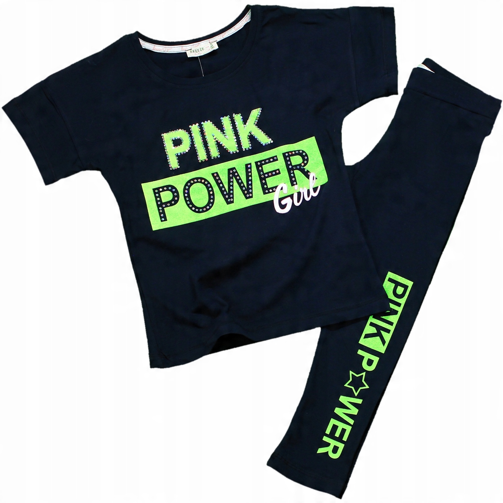 

Komplet Bluzka Top Leginsy Pink Cekiny Neon 152