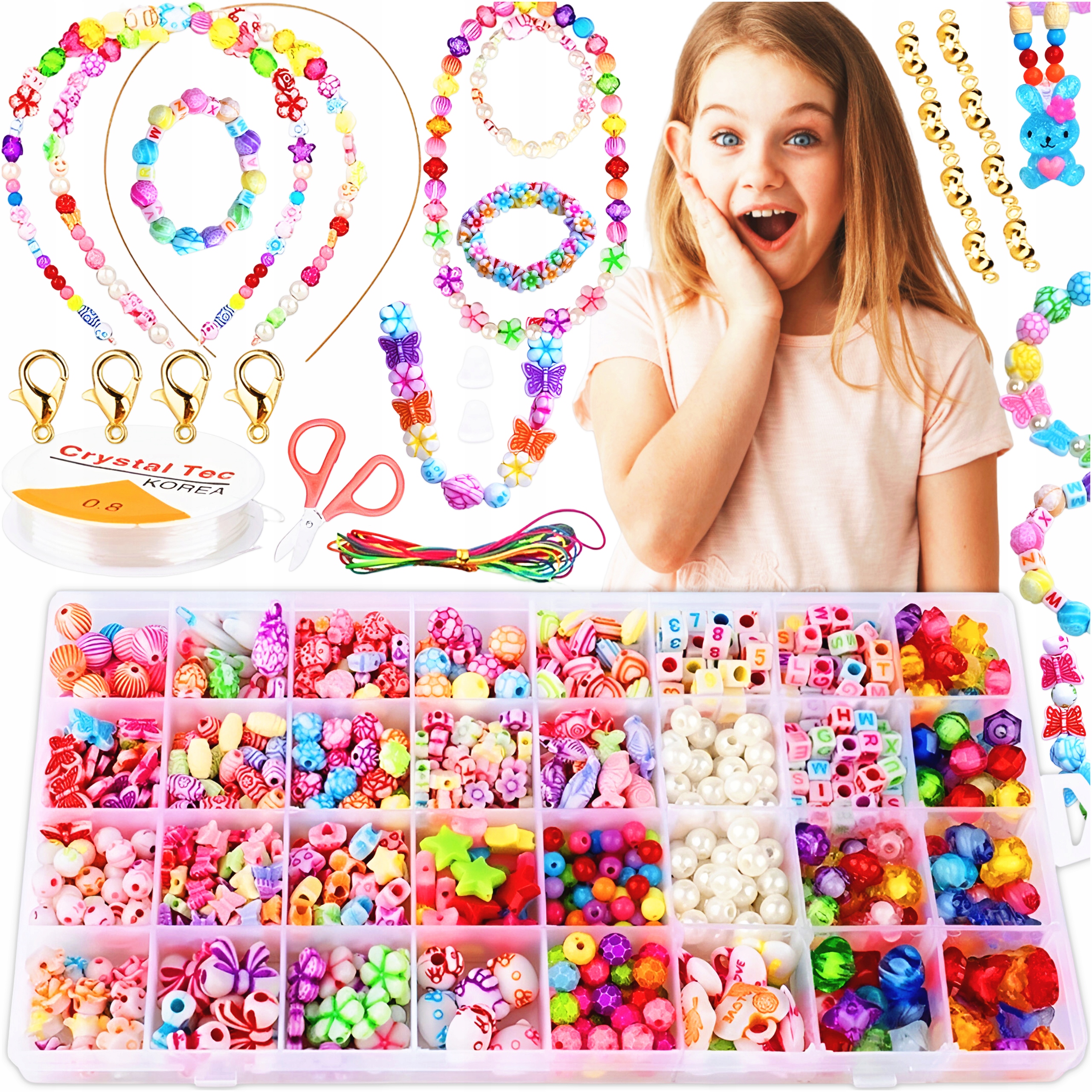 KORALIKI DO BRANSOLETEK ZESTAW DO ROBIENIA TWORZENIA BIŻUTERII DUŻY