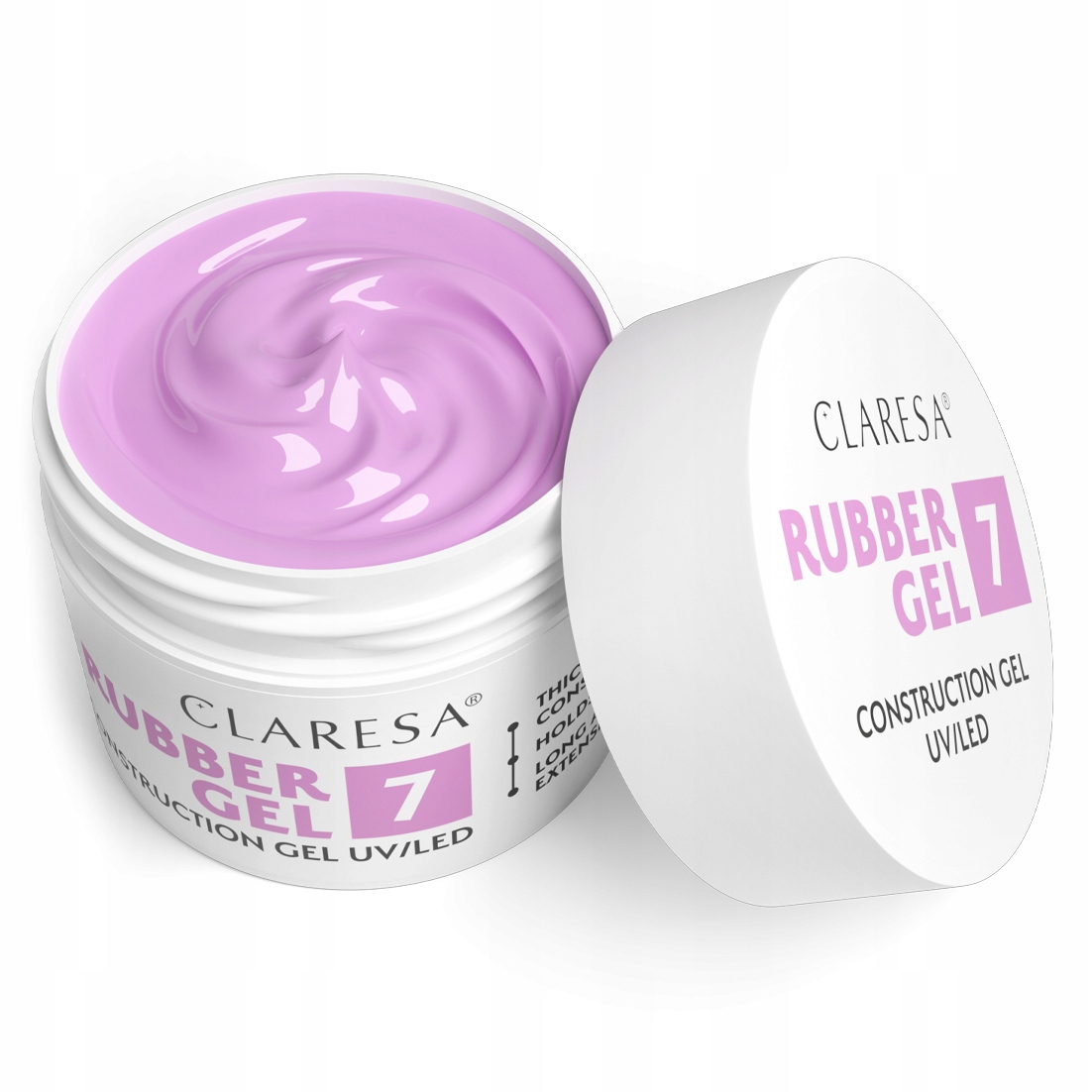 Claresa Stavební Gel na nehty Rubber Gel 90 g Č. 7 Jemná fialová barva