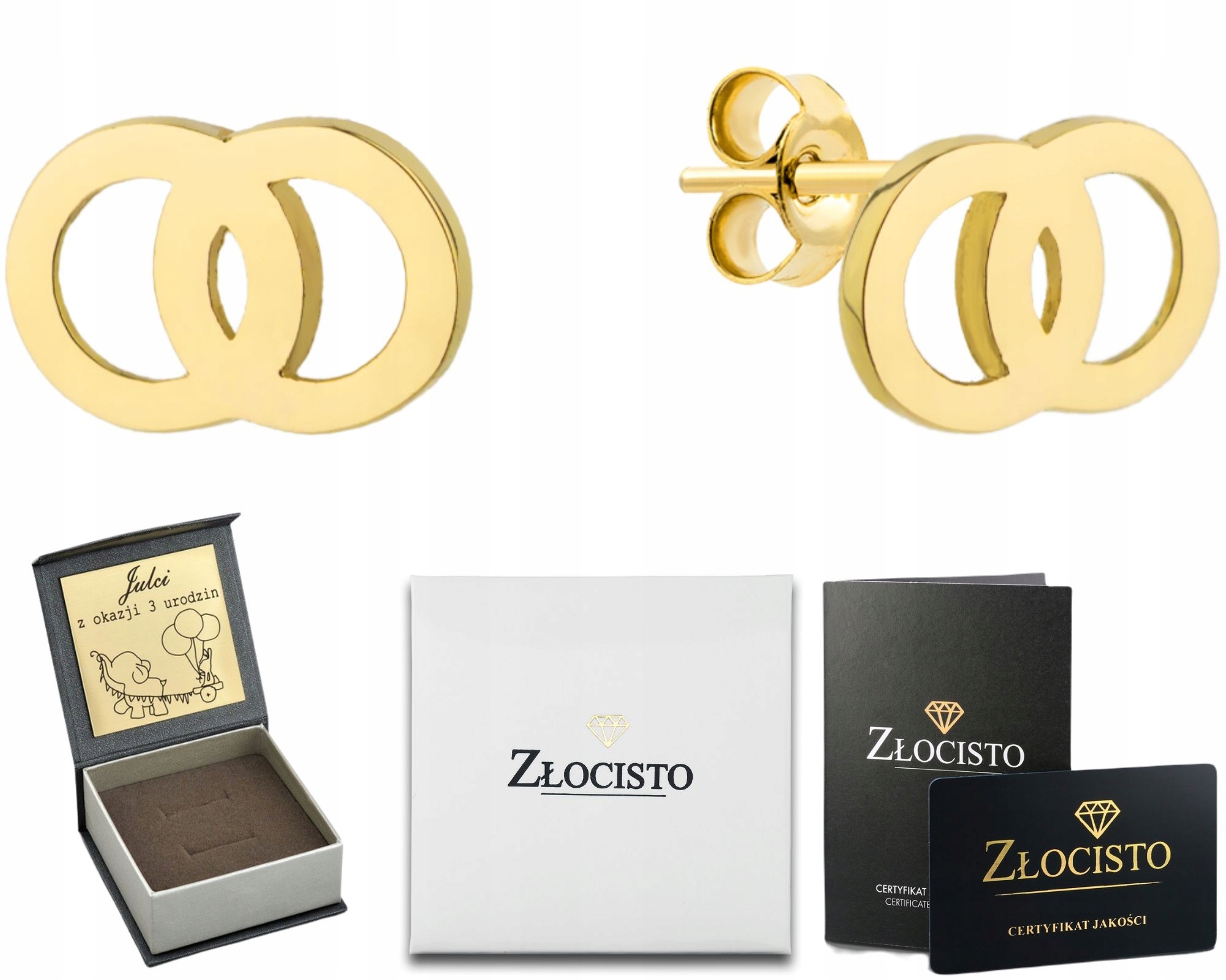 Puzetové Náušnice S Dvojitým Kroužkem 585