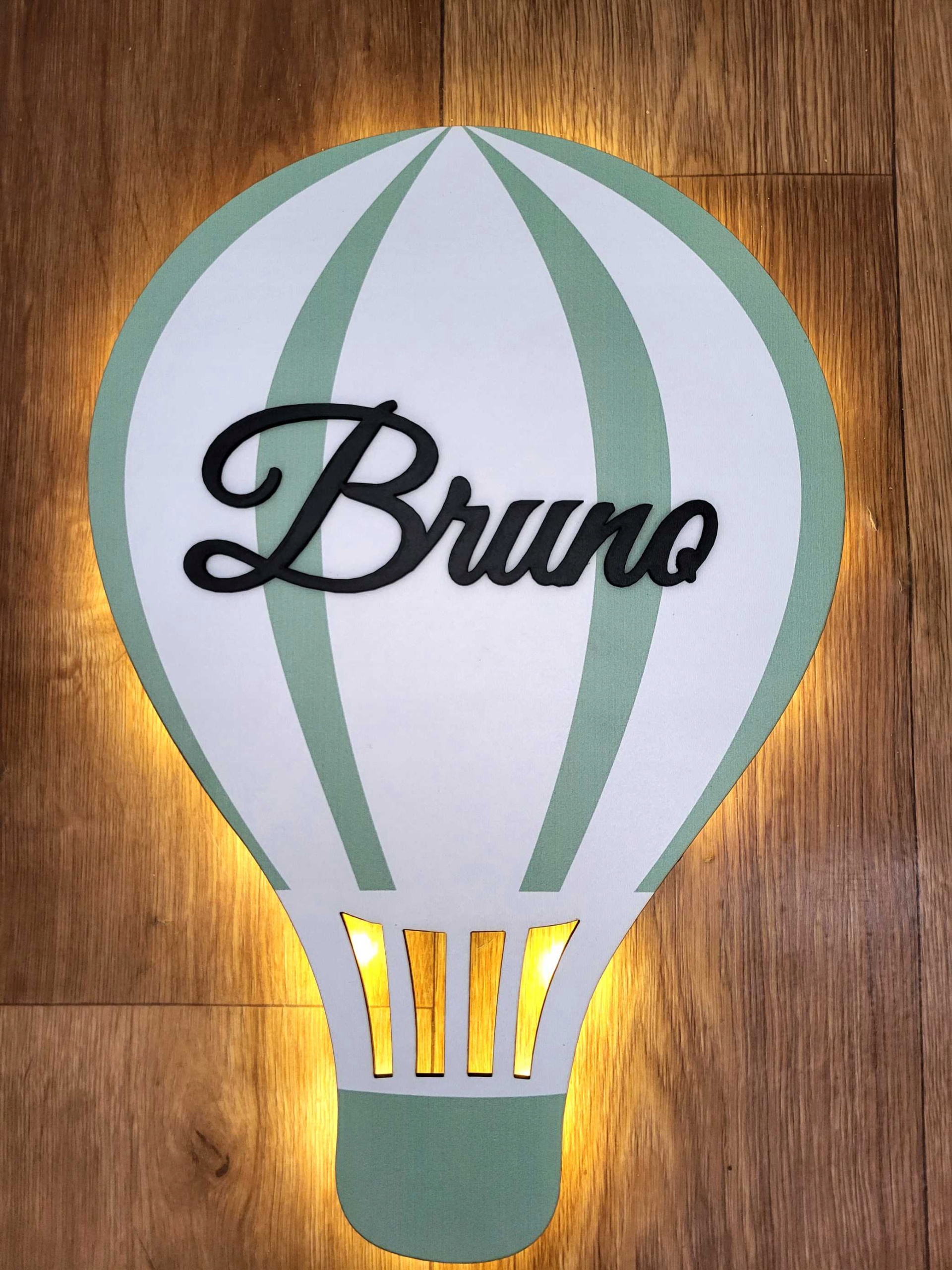 Lampka nocna LED balon chmurka z imieniem zielona