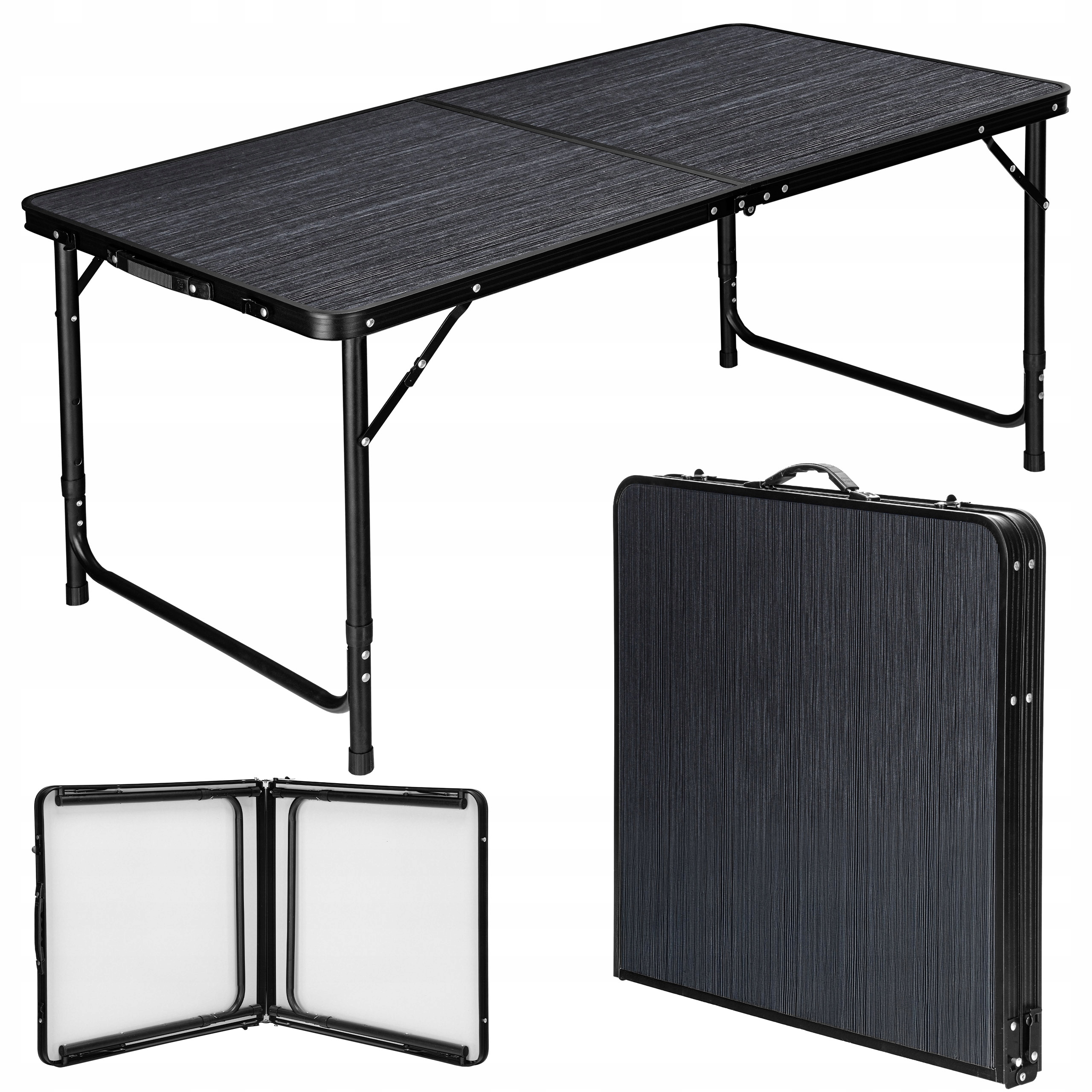 Turistický skládací stolek Trip 120 x 60 cm, černý, dřevo černé barvy