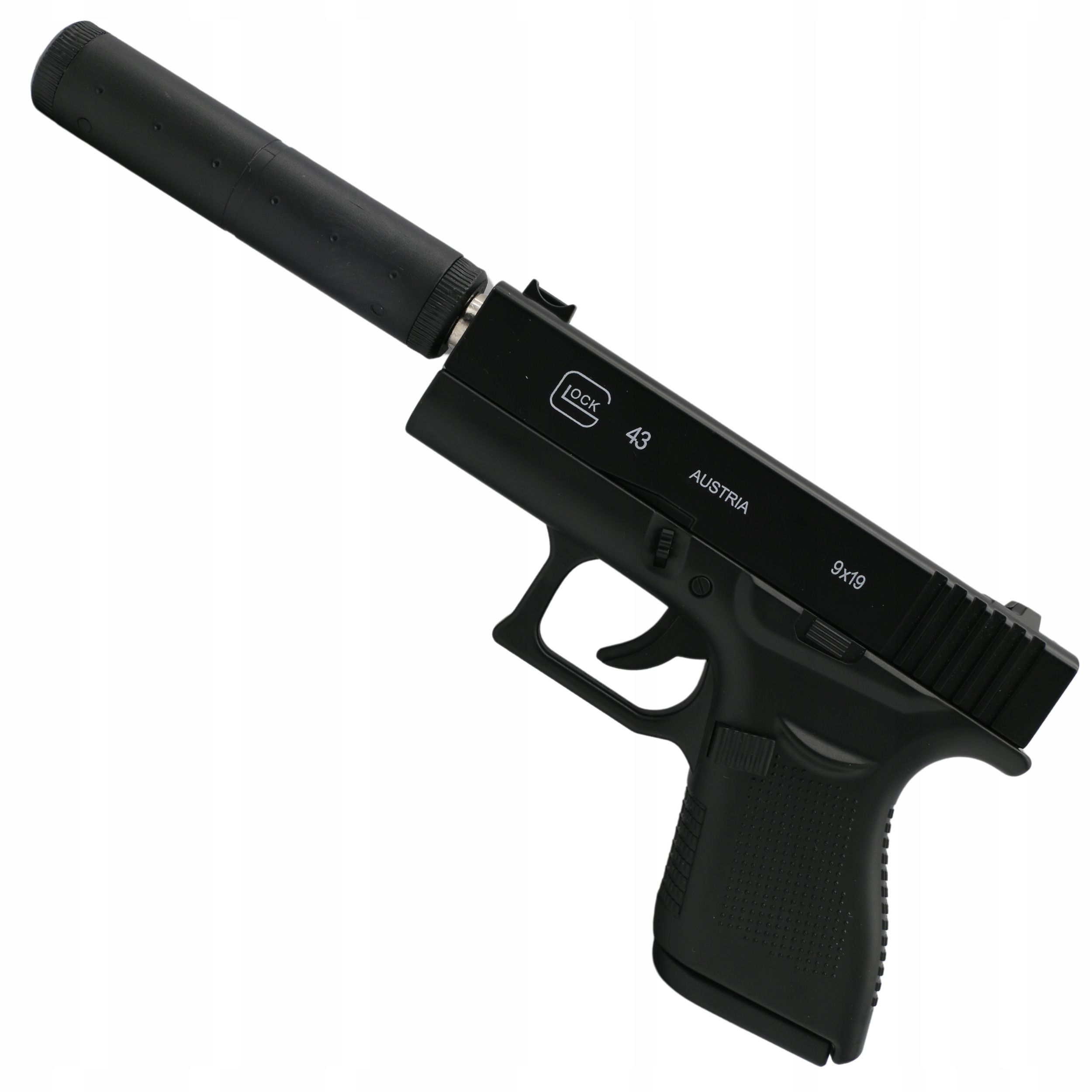 Kunststoff-Kugelpistole Glock Metall mit Schalldämpfer Asg 6mm Freikugeln Herstellercode Metall-Kugelpistole