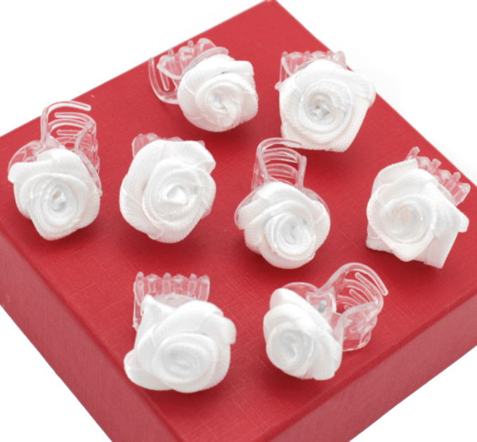 

Żabki Do Włosów Białe Różyczki 8 Sztuk 1,5 cm