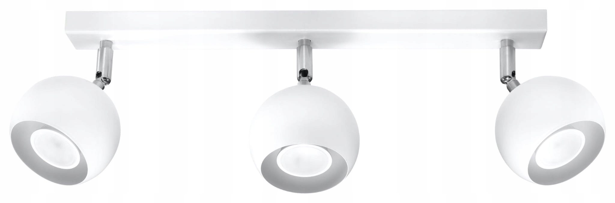 Sollux Stropná lampa biela, 3 nastaviteľné reflektory do obývačky, lišta 45 cm
