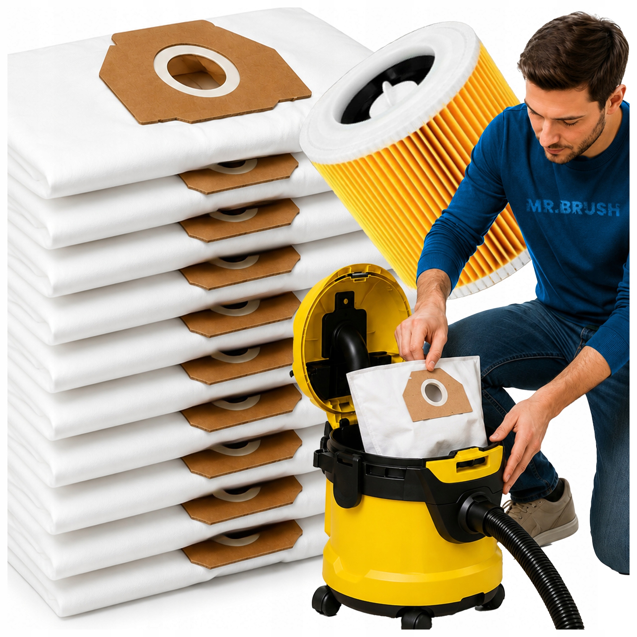 10x Worki Do Odkurzacza Karcher WD3 SE4001 WD2 Plus KWD3 V17 V15 Filtr