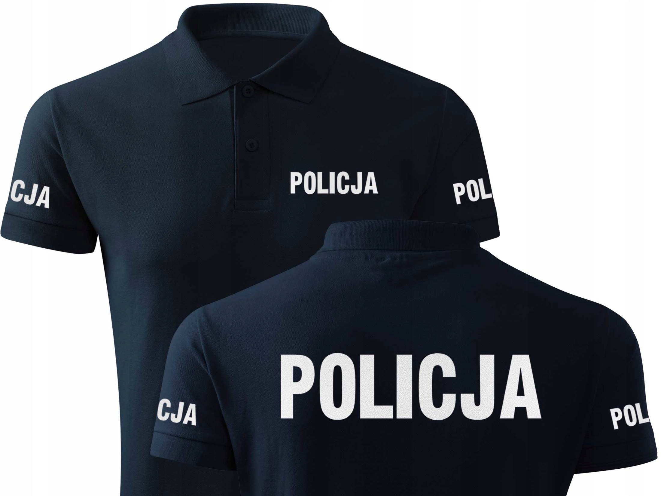 

Policyjna koszulka polo granatowa napis odblaskowy