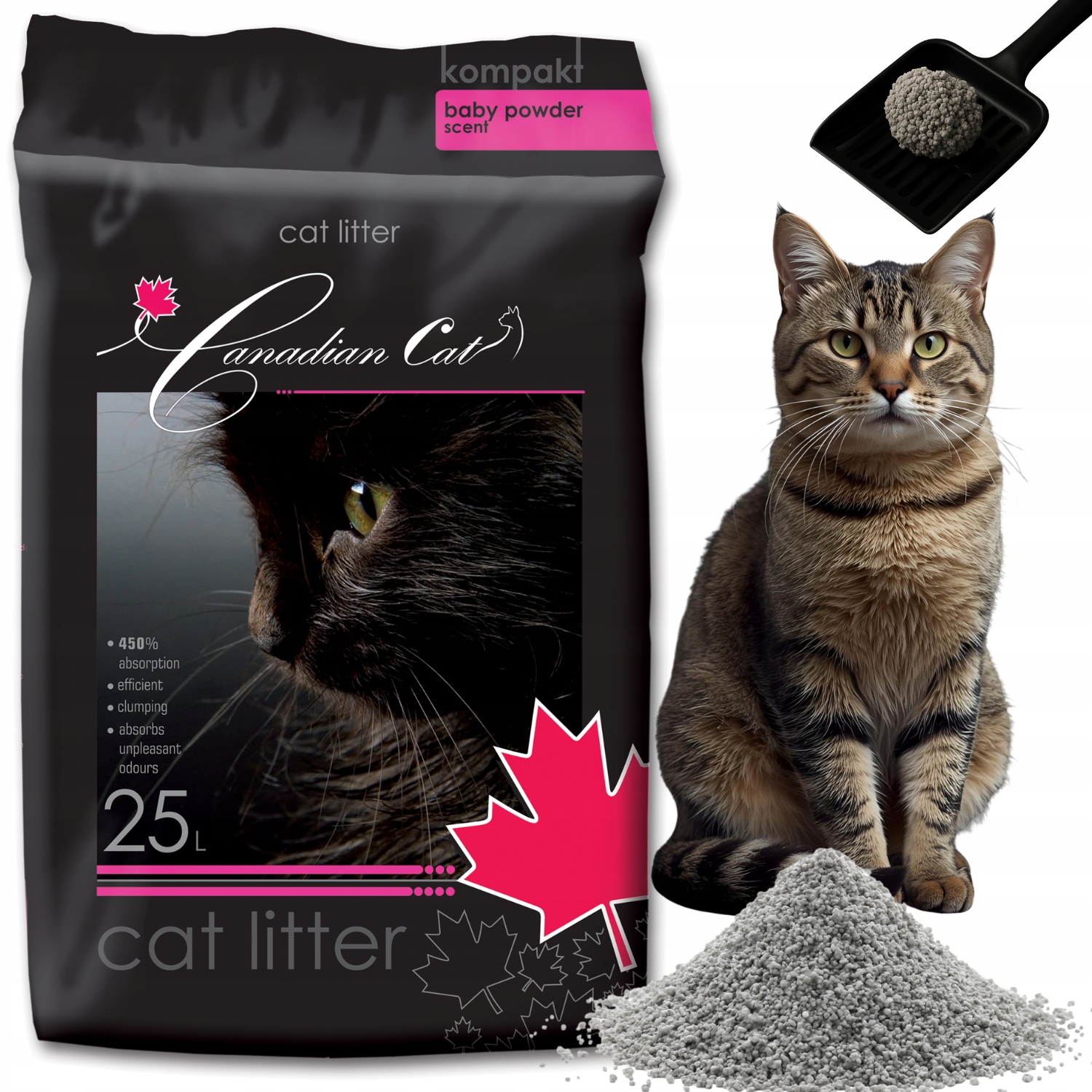 Żwirek Bentonitowy dla kota Benek Canadian Baby Powder 25L Odpylony Drobny