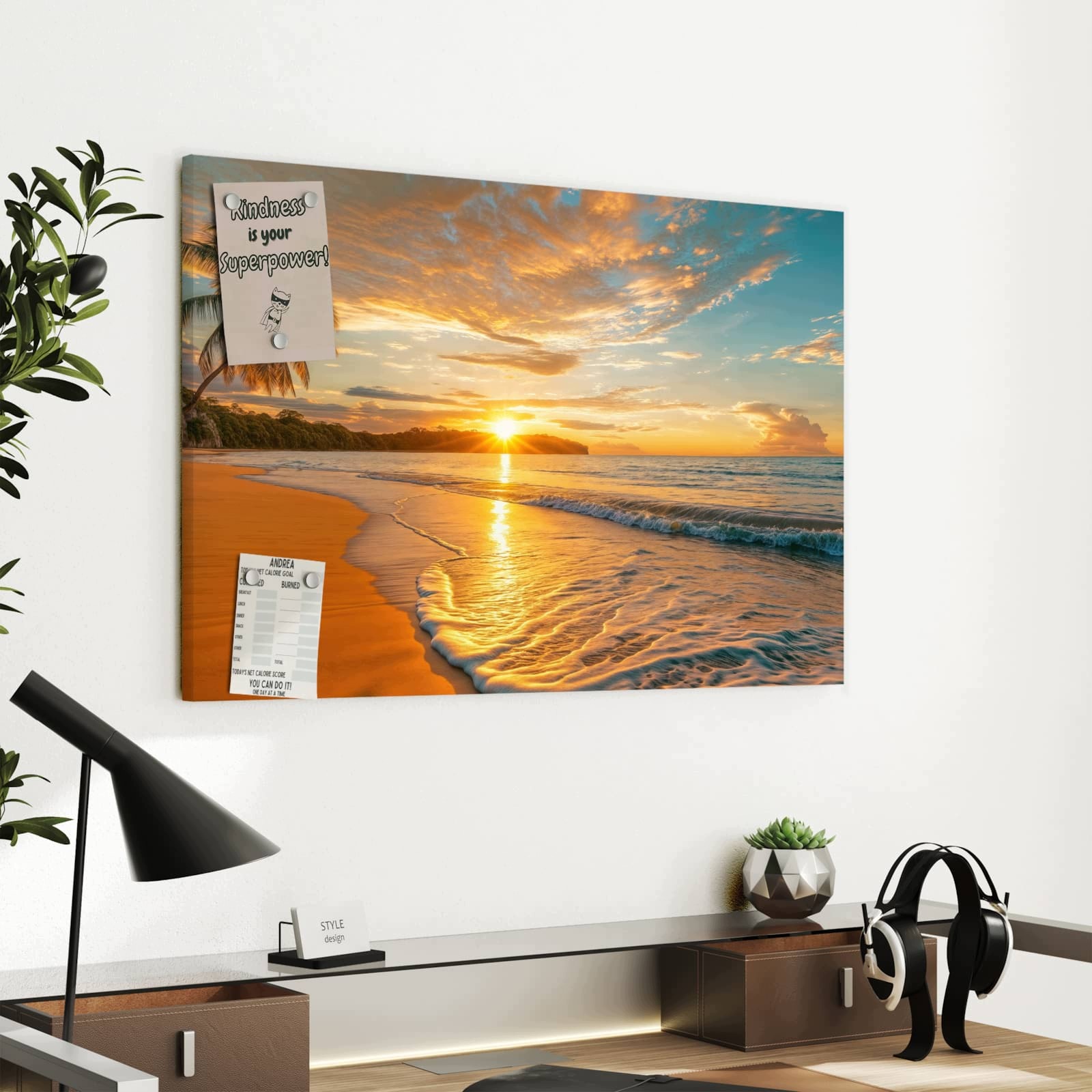 Magnetická tabule Západ slunce Pláž 60 × 40 cm