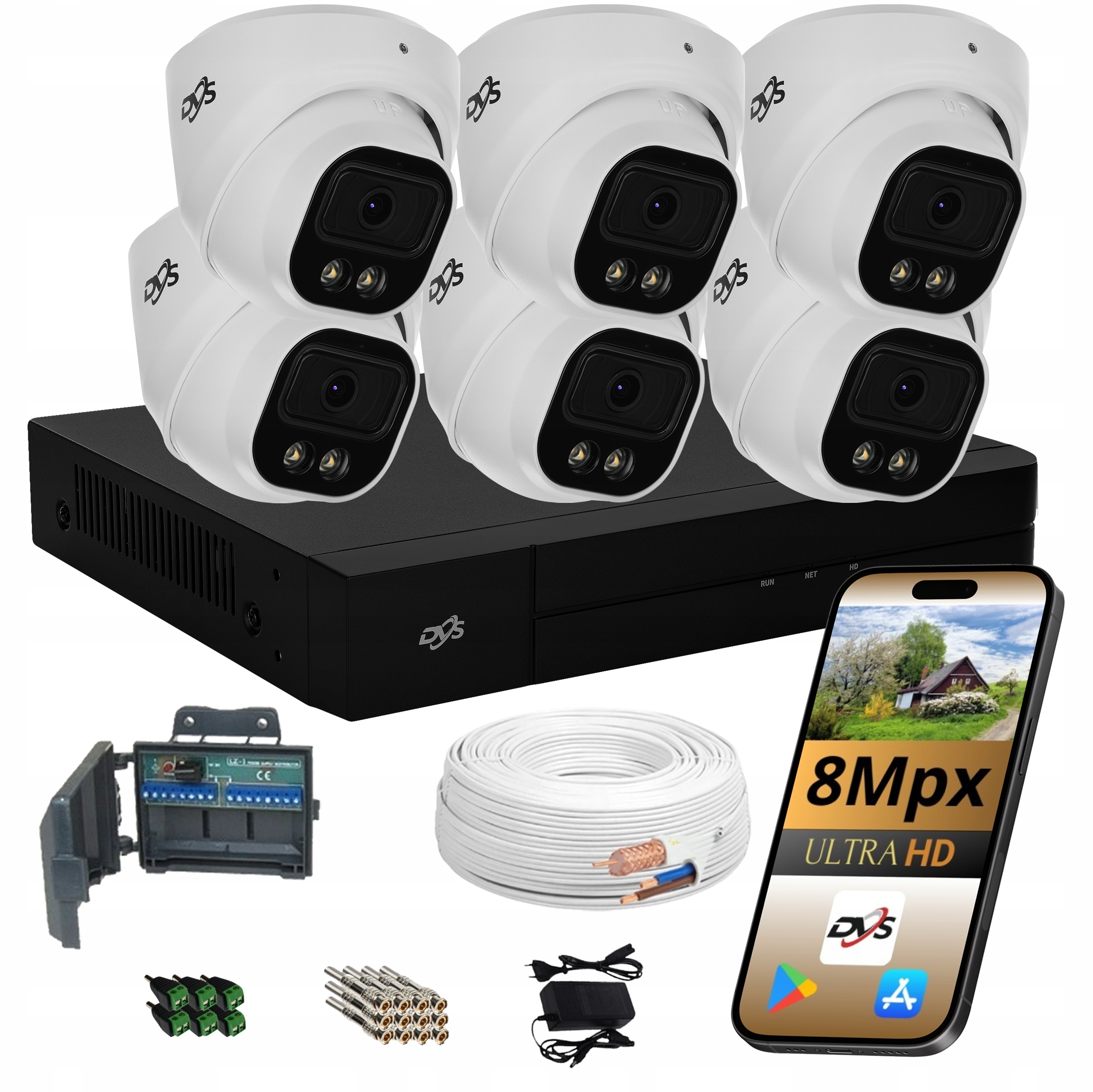 Analogový Set Kamer Pro Monitorování Domácnosti 6x Kamera Dvs 8Mpx Dual Light