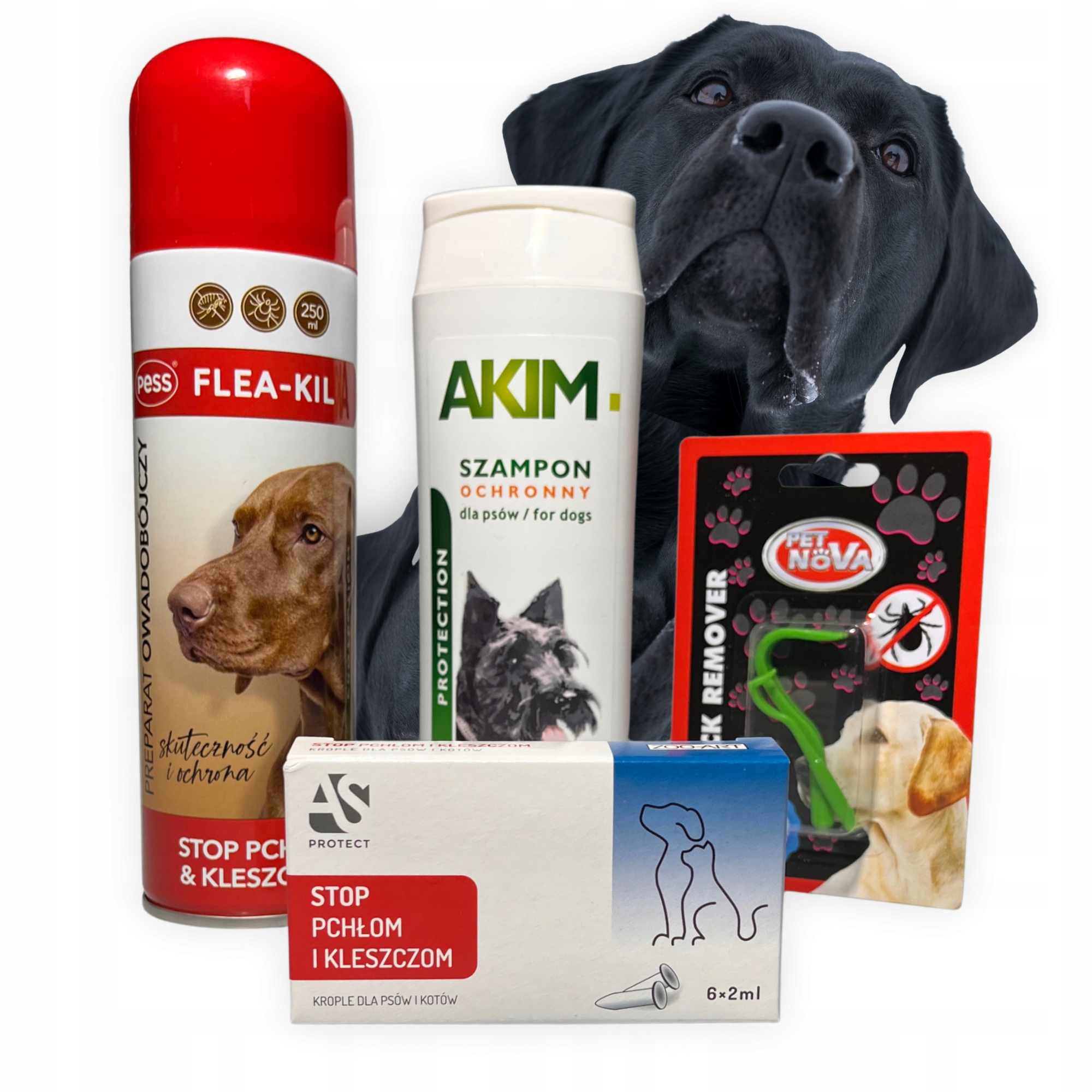Levně Čistý A Bezpečný Pes, Kapky, Sprej Šampon Na Blechy A Klíšťata, Pinzety