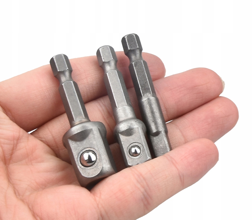 ADAPTERY DO WKRĘTARKI REDUKCJE NA NASADKI ADPATER UCHWYT HEX 1/4 3/8 1/2 Grubość nasady bitu 1/2'' 1/4