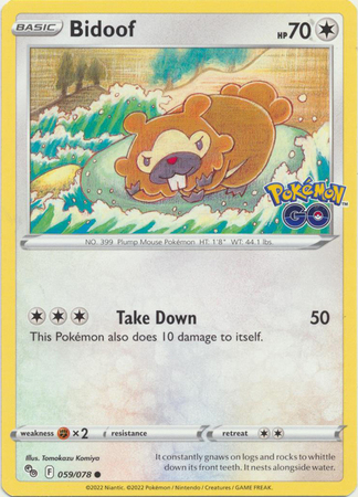 Bidoof 059/078 Common Pokemon Go