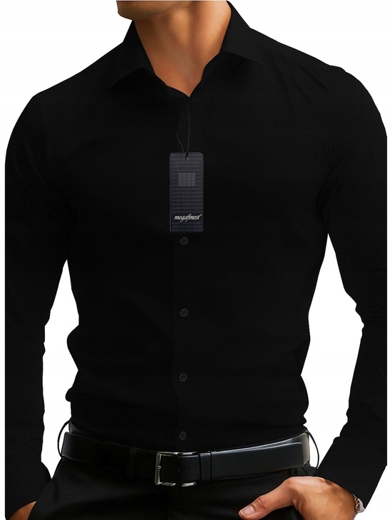 Czarna Koszula Męska z długim rękawem Slim fit 305 L 41-42