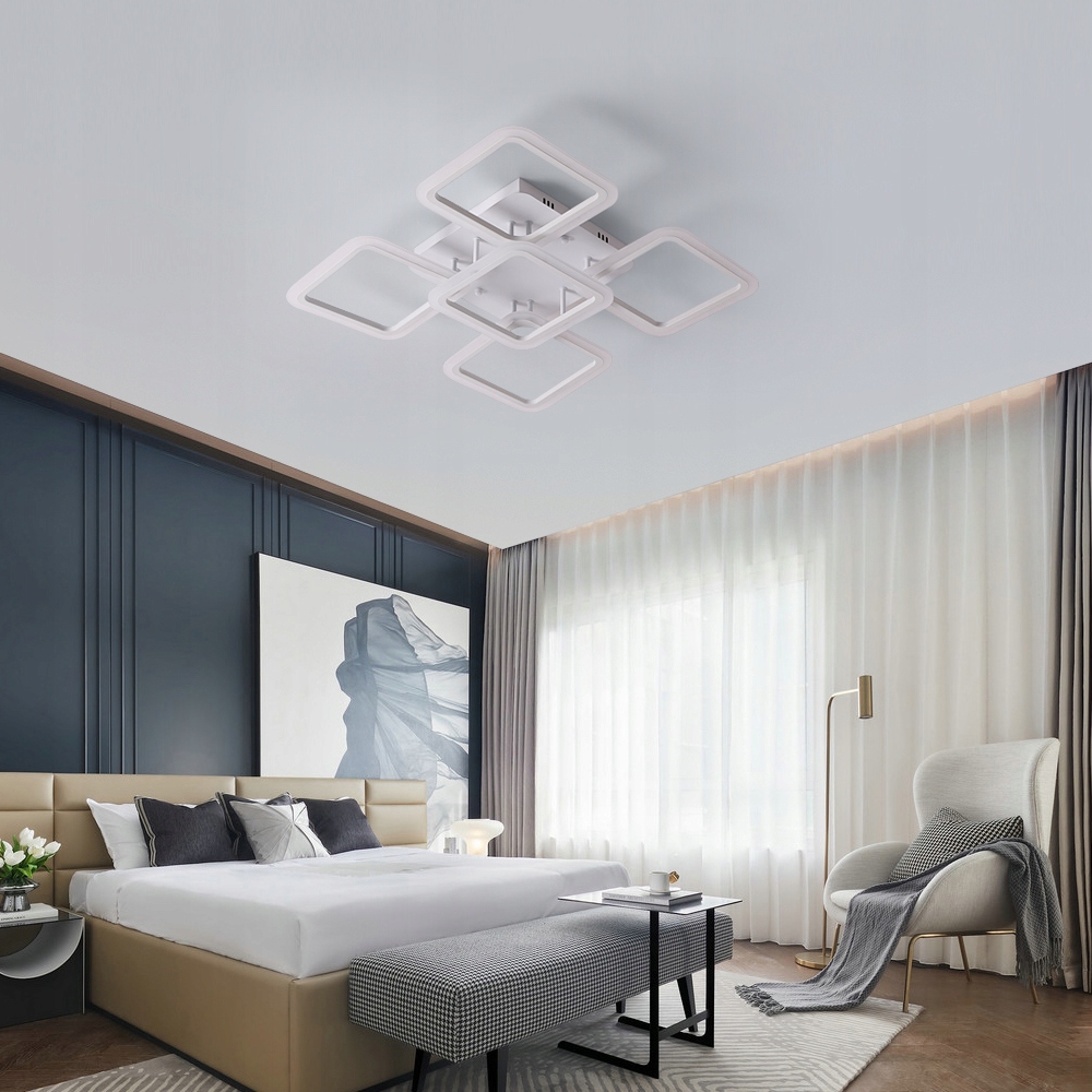 LAMPA SUFITOWA LED LAMPA WISZACA BIAŁY ZYRANDOL 6000K NOWOCZESNA DO SALONU Kolor biały