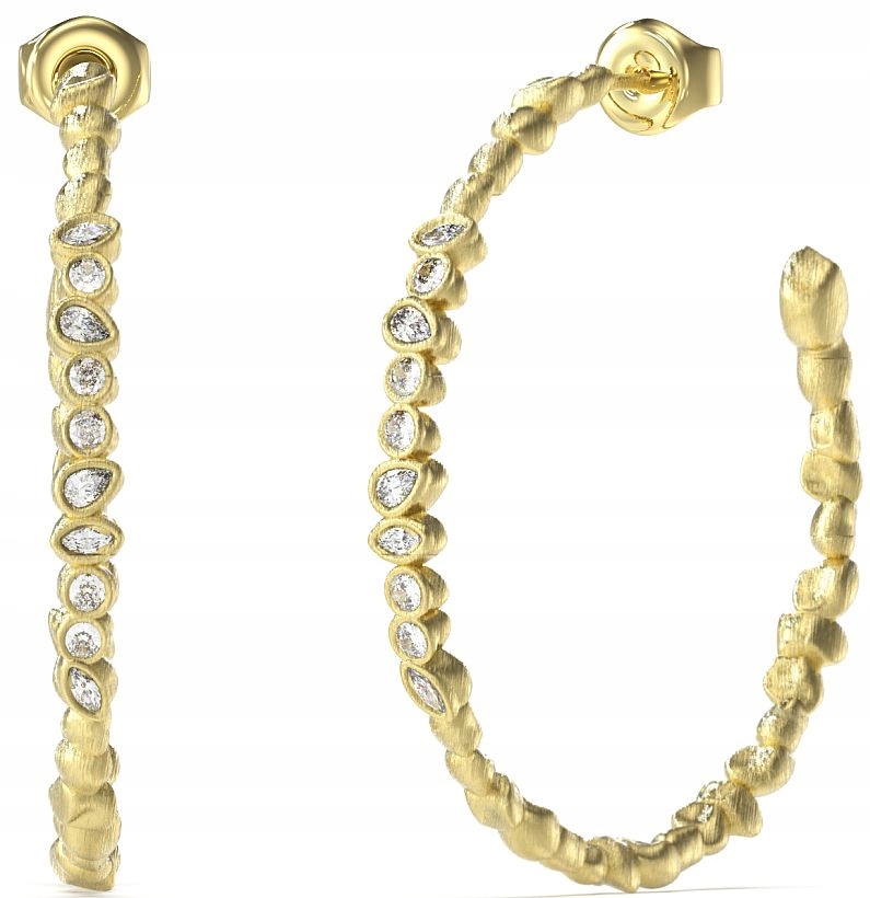 Elegantní Kloczyky Guess Panarea Zlaté Kruhy S Krystaly V Lžičkách 35 mm