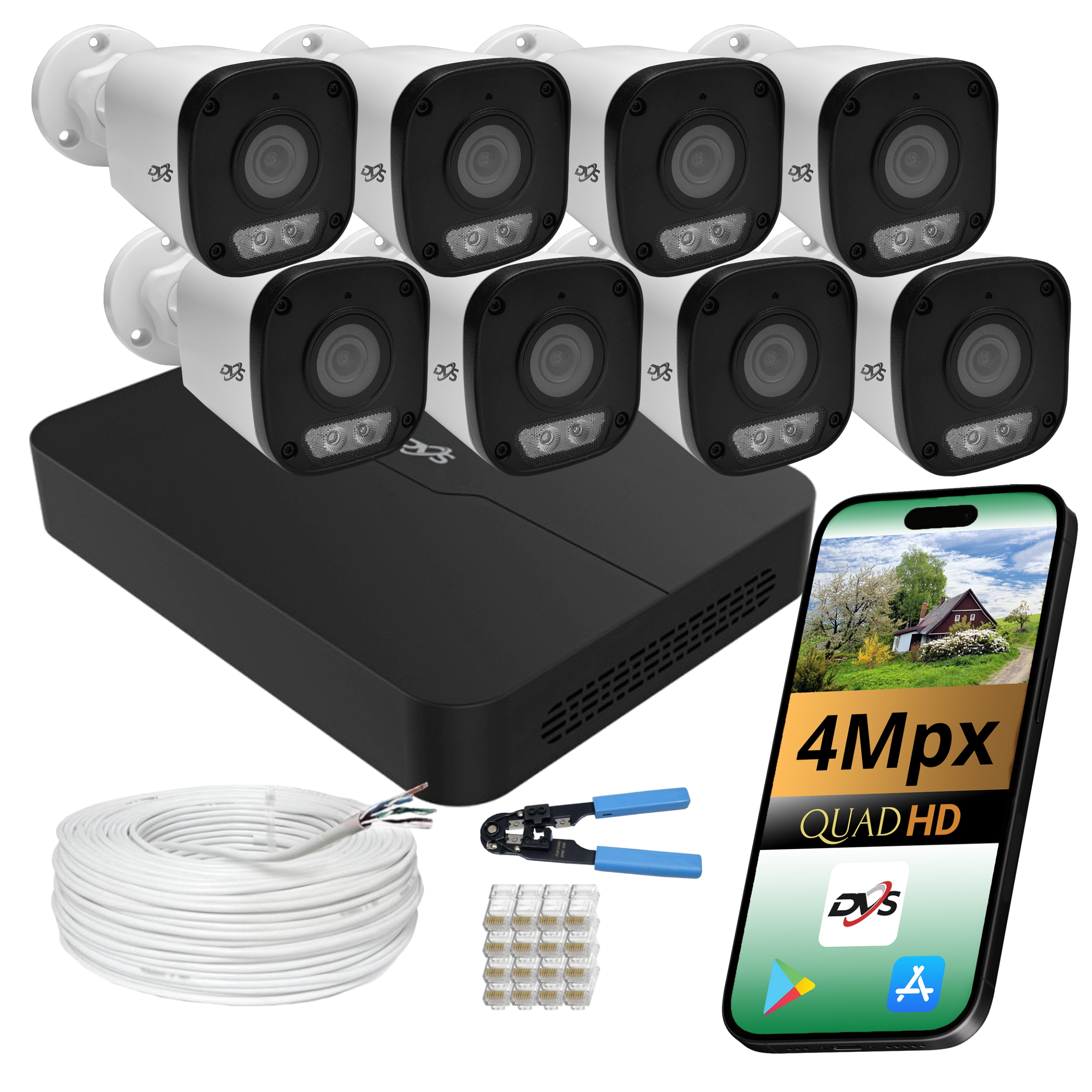 Sada Pro Monitorování Domácnosti/firmy 8 Kamer PoE 4Mpx externí aplikace