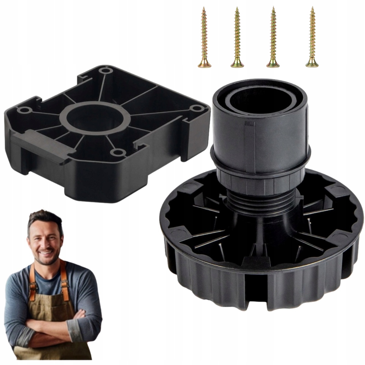 Nábytková noha pre vysoké zaťaženie H-75 mm (69-93 mm) s upevňovacou hlavou 100 ks