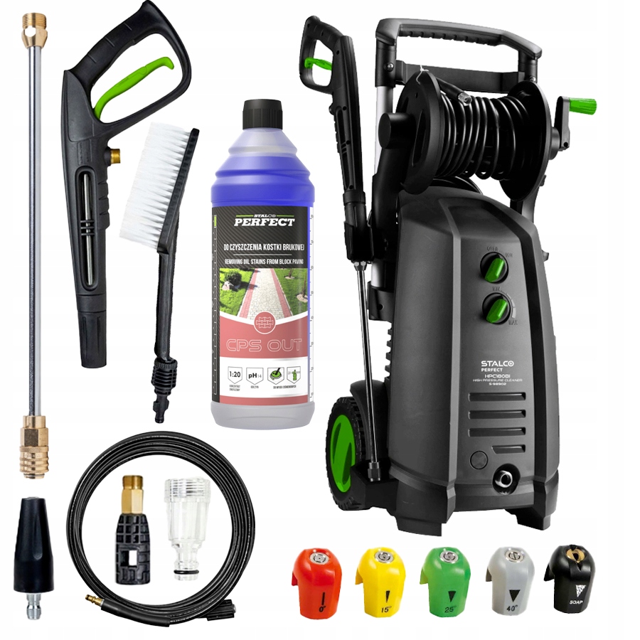 Myjka Ciśnieniowa Stalco 180 Bar Zestaw Płyn do Kostki Pompa Mosiężna