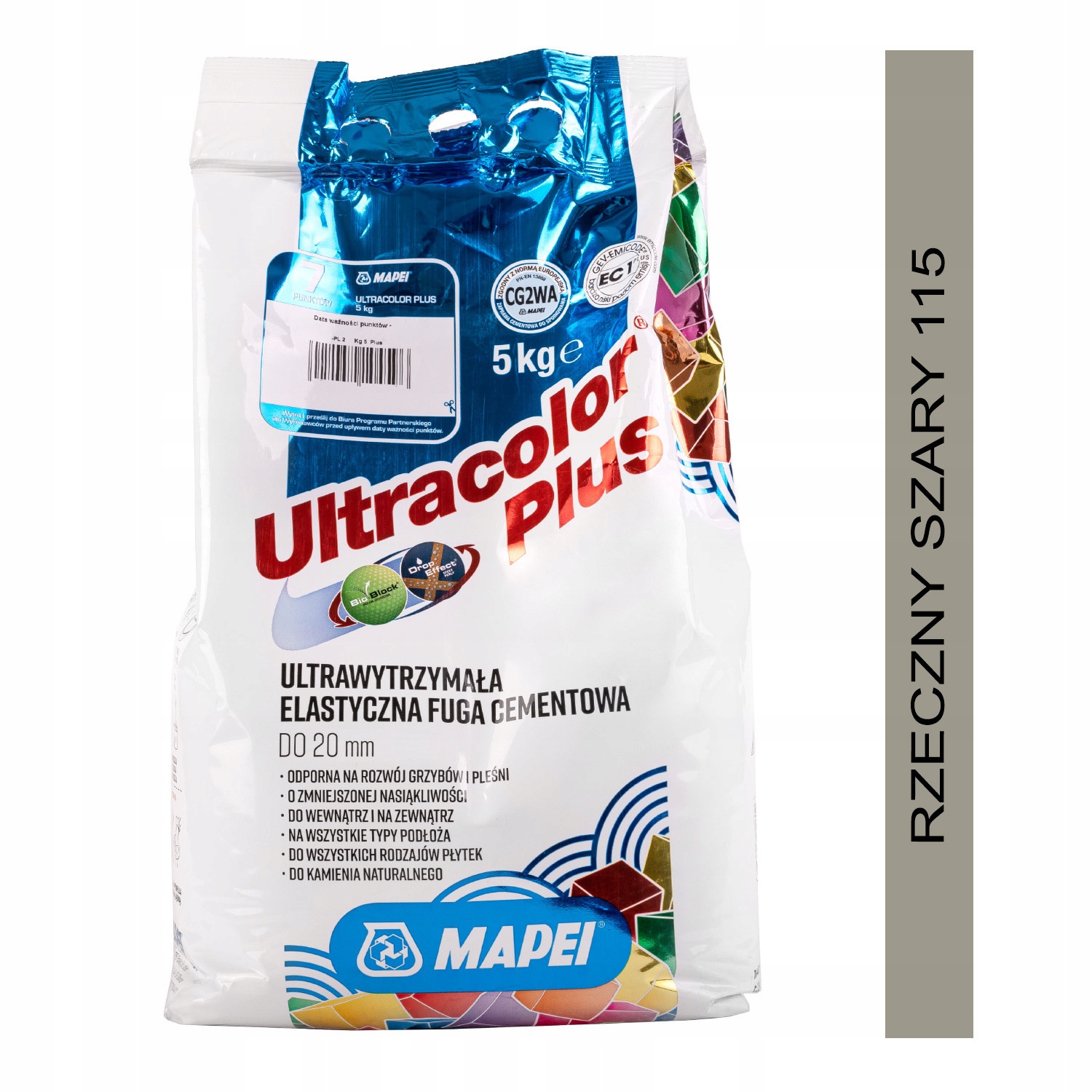 

Fuga Mapei Ultracolor Plus 5kg- Rzeczny szary(115)