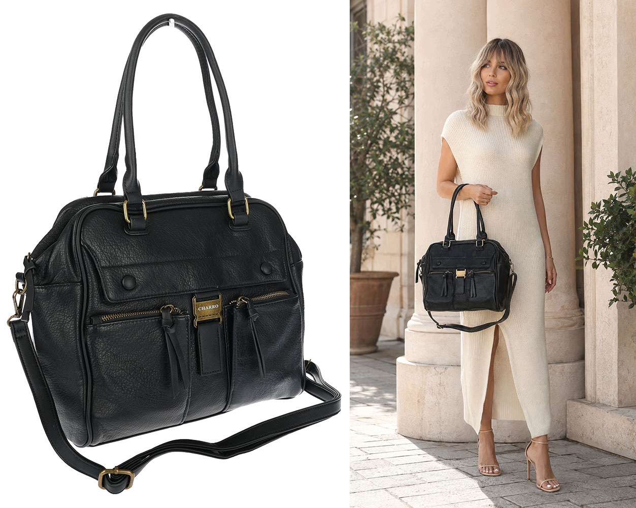 Dámská shopper kabelka A4 kufřík elegantní taška do práce CH810 Černá