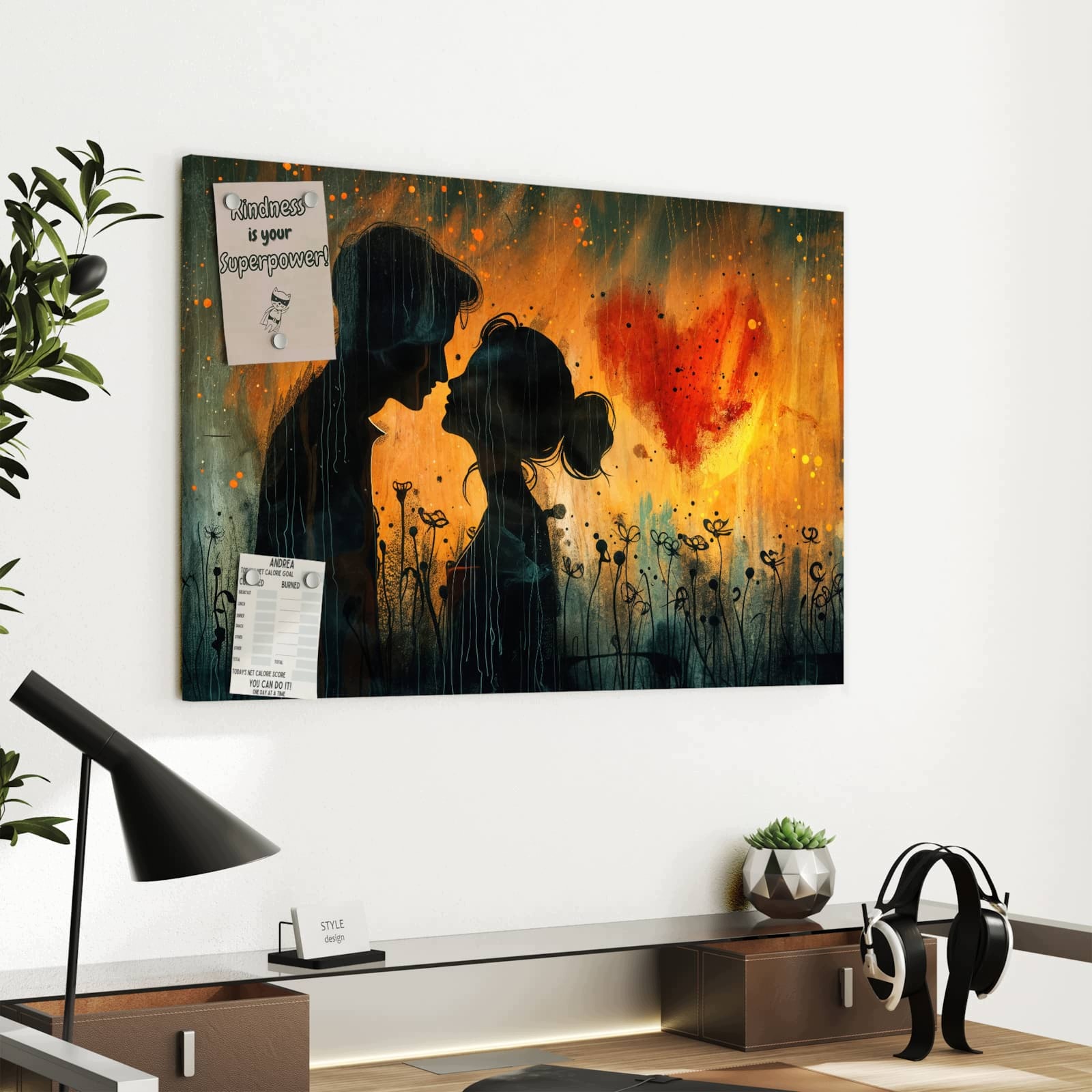Magnetická tabule Zakochana Pára Déšť 60 × 40 cm