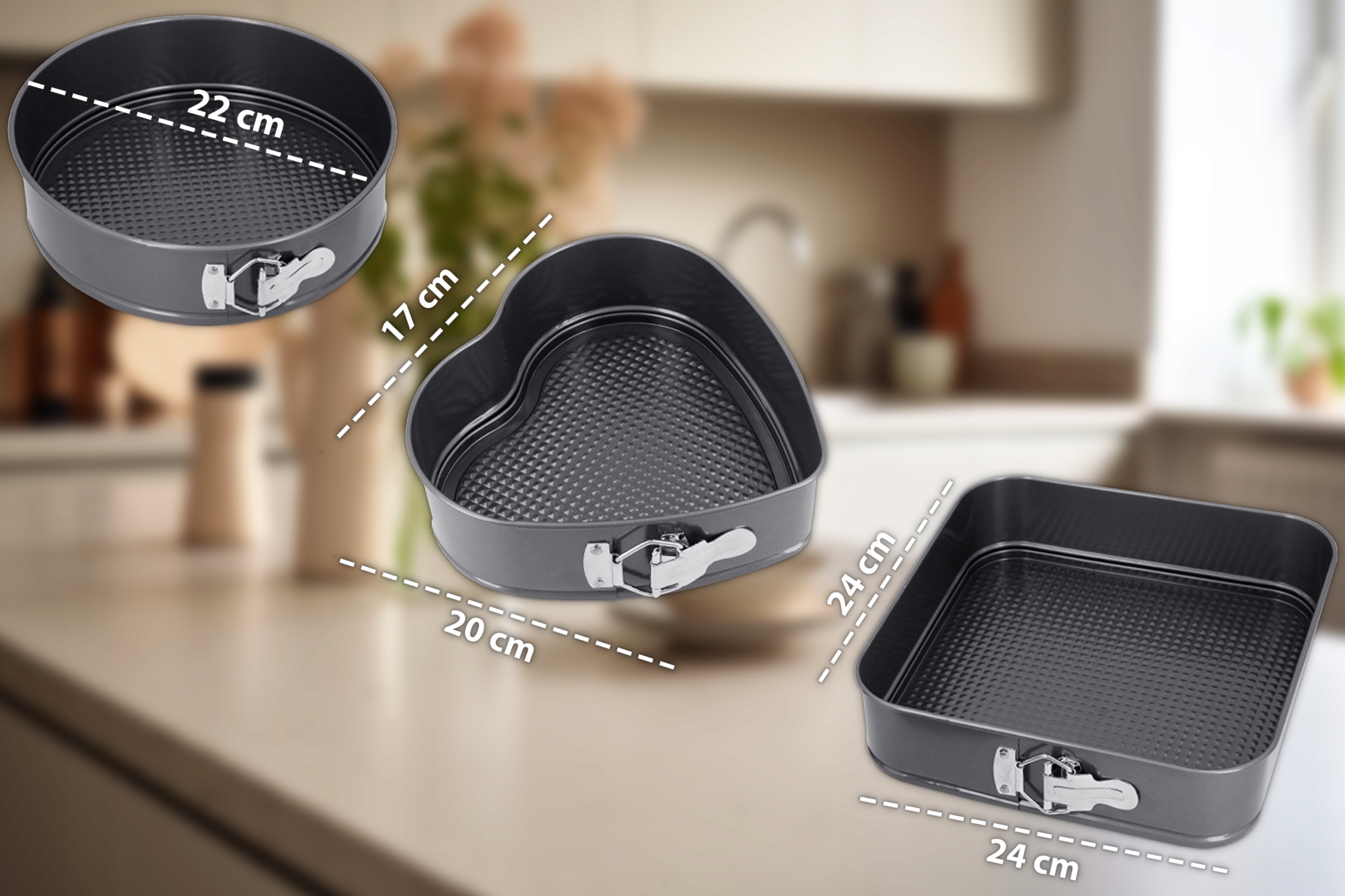 3X TORTOWNICA SERCE OKRĄG FORMA BLACHA DO PIECZENIA CIAST STALOWA NON-STICK Rodzaj zestaw blach