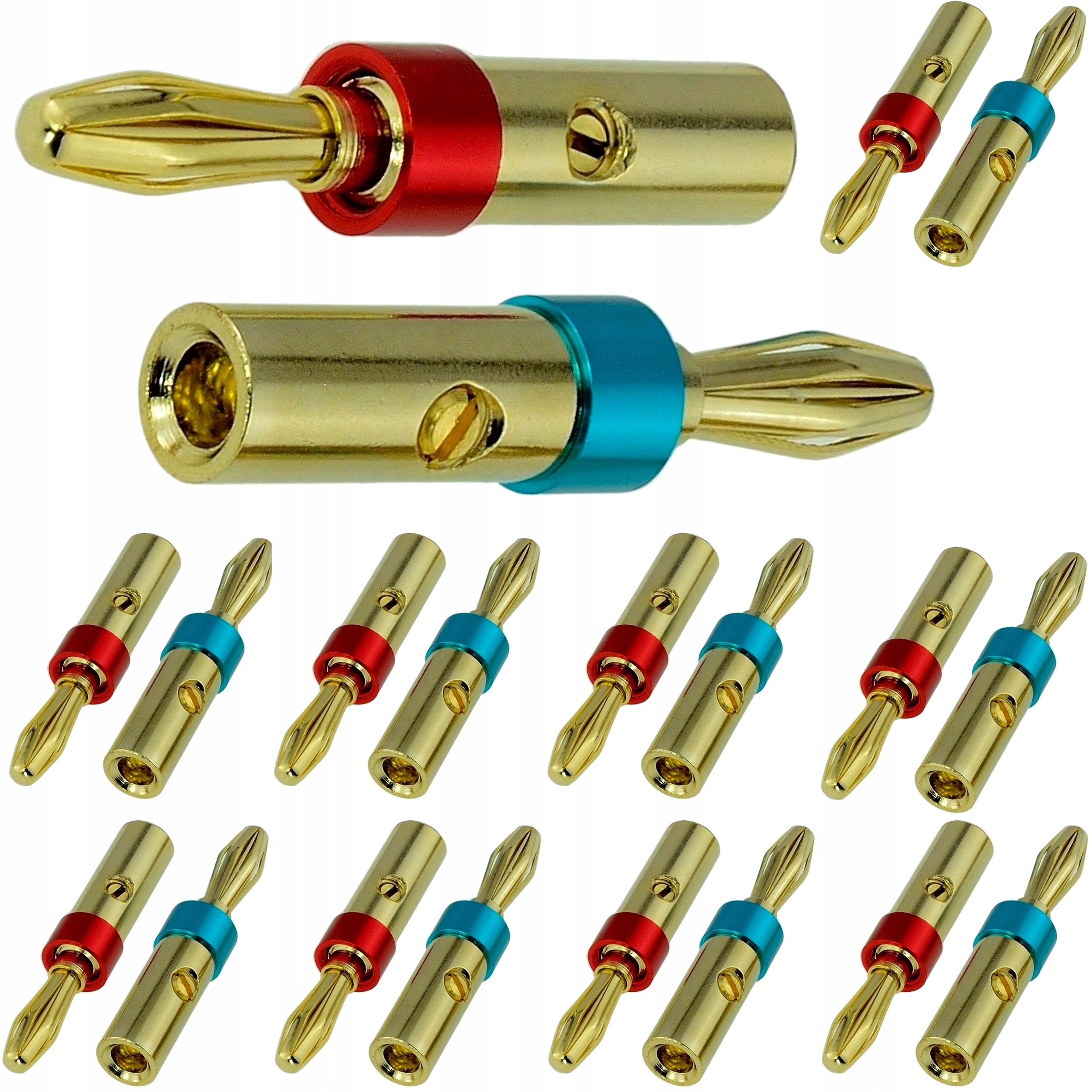 20 ks Banánkový Reproduktorový Konektor Kroucený Zlacený Rozpěrný Pro Reproduktory B18