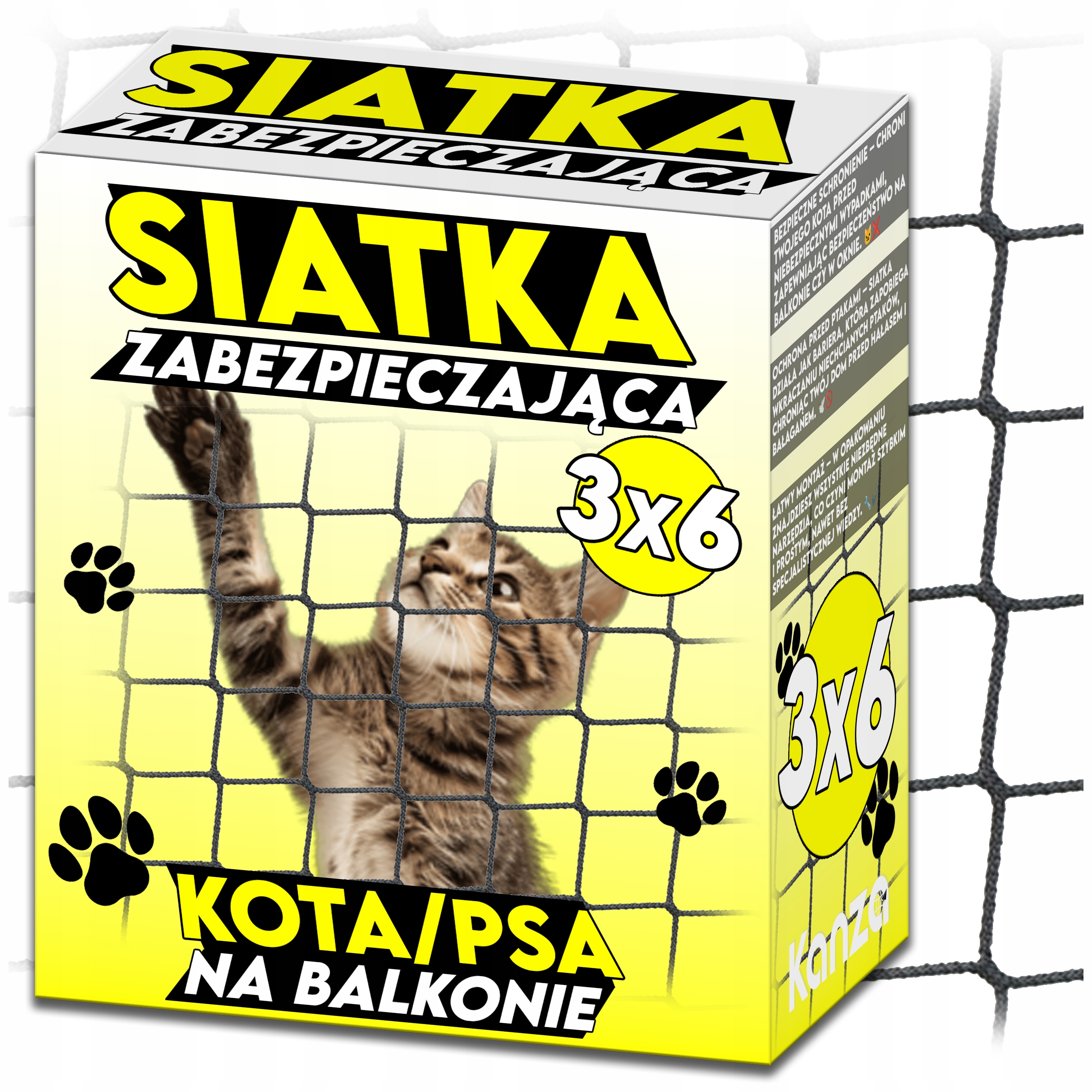 SIATKA ZABEZPIECZAJĄCA 3X6M OCHRONA DLA KOTA PRZECIW GOŁĘBIOM NA BALKON