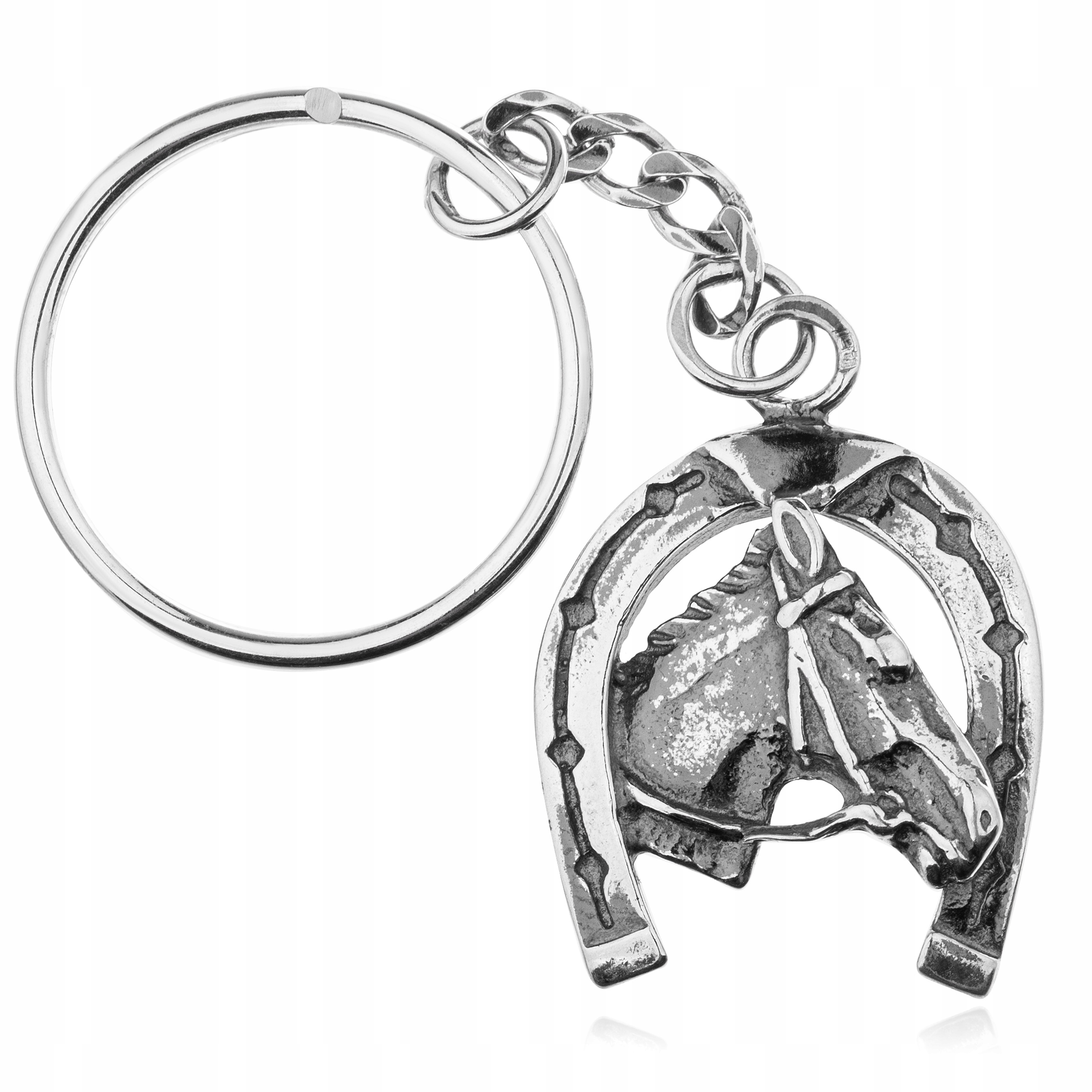 Stříbrný Oxidovaný Přívěsek Na Klíče Na Klíče Podkova Kůň