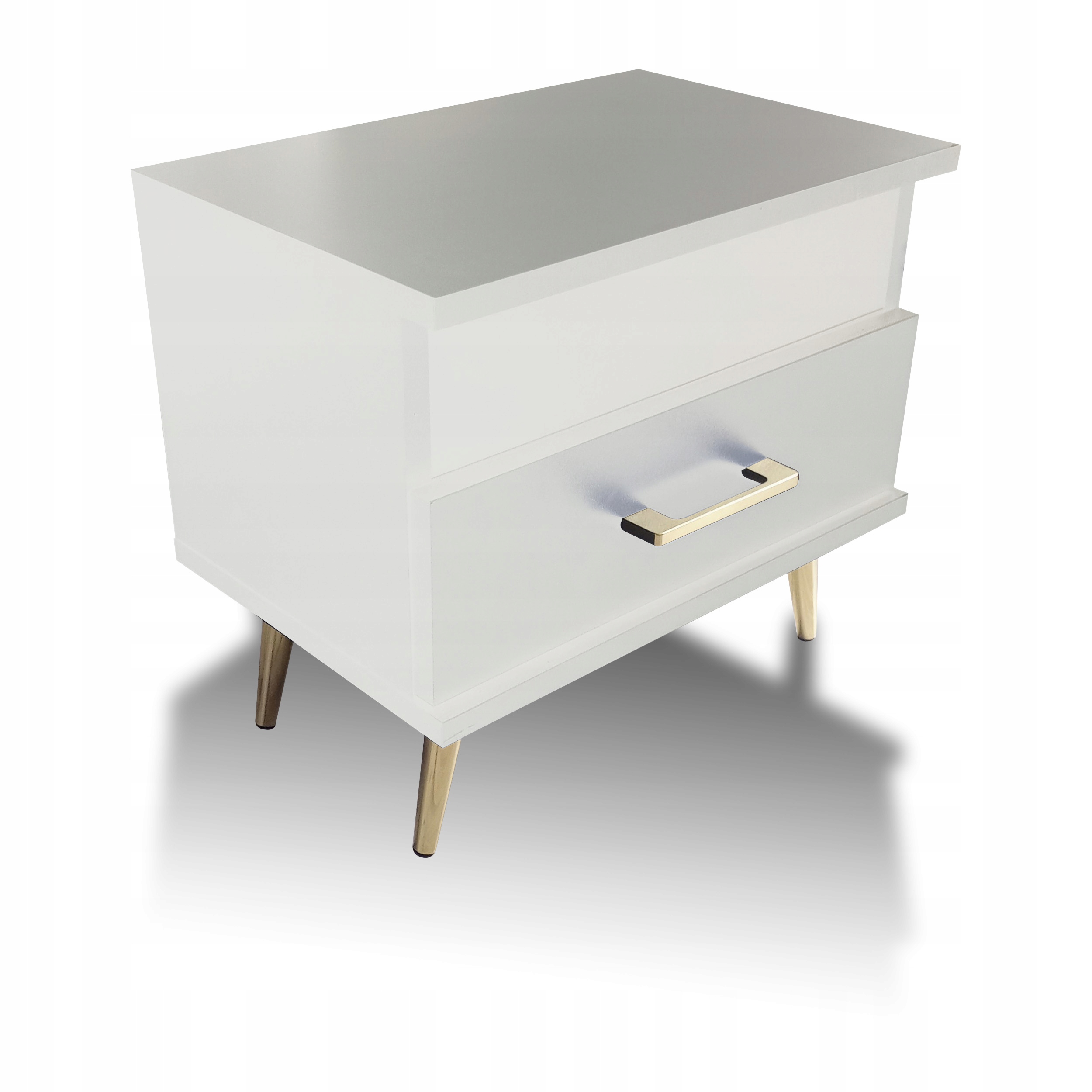Szafka Nocna Stolik Biała Złota Glamour Szuflada
