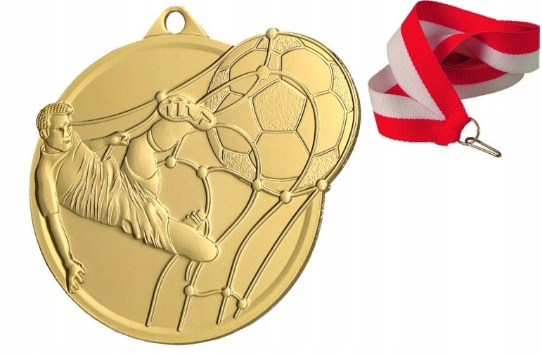Medale Złoty Piłka Nożna 60MM+WSTĄŻKA Nowy Wzór