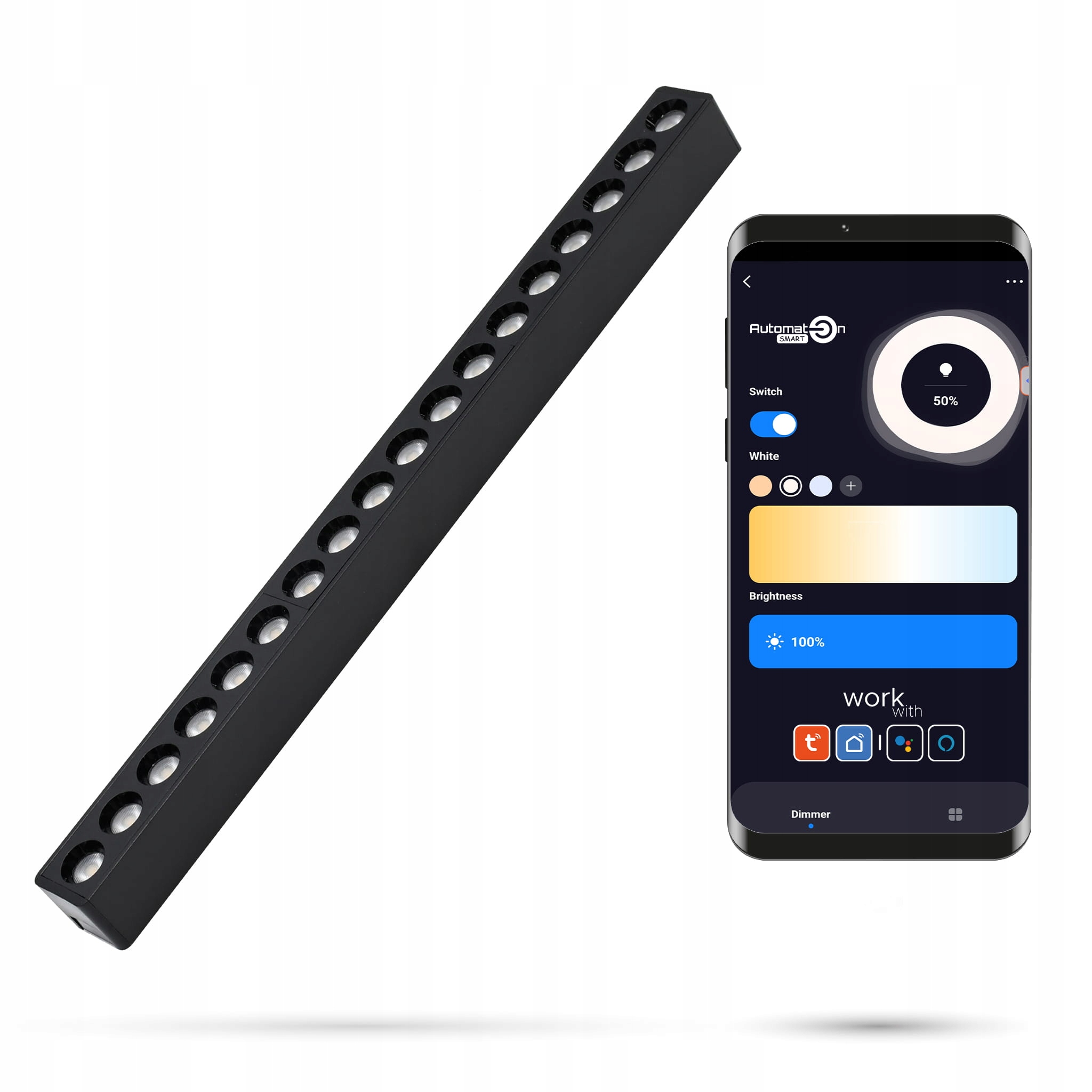 Reflektor Zigbee Tuya Grille 18W Slim Track a FiberFLEX 48VDC 3000-6000K