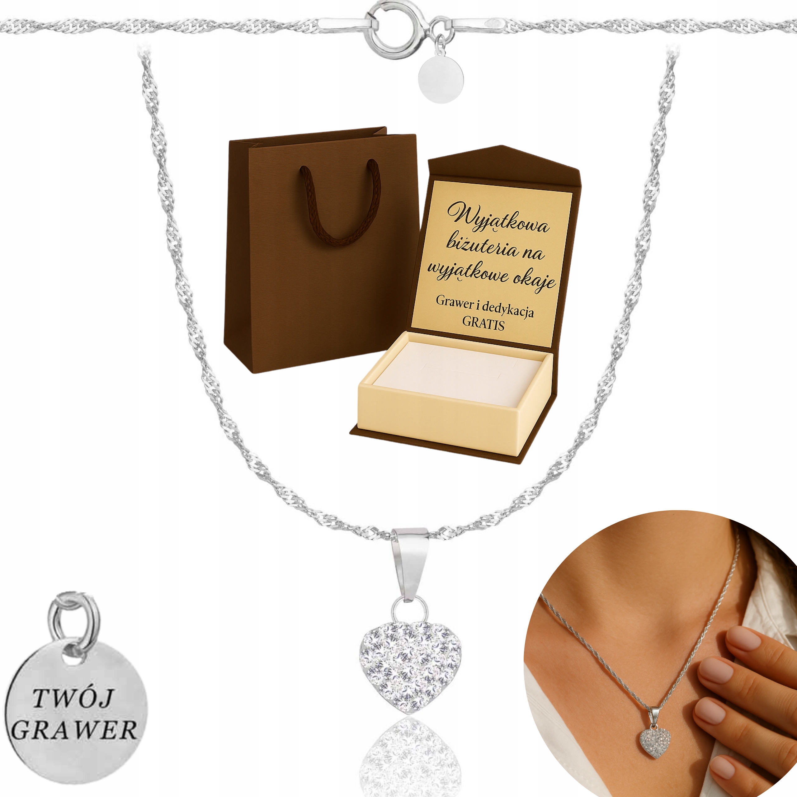 Dámský Řetízek Singapurské srdce z plného stříbra Ryzost 925 Gravírování Bonus