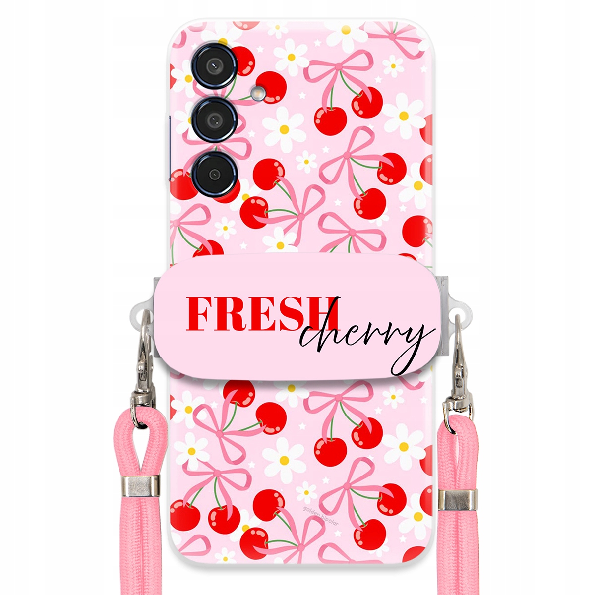 Puzdro pre Samsung M35 5G Case držiak na šnúrku Ružový Fresh Cherry Kokardy