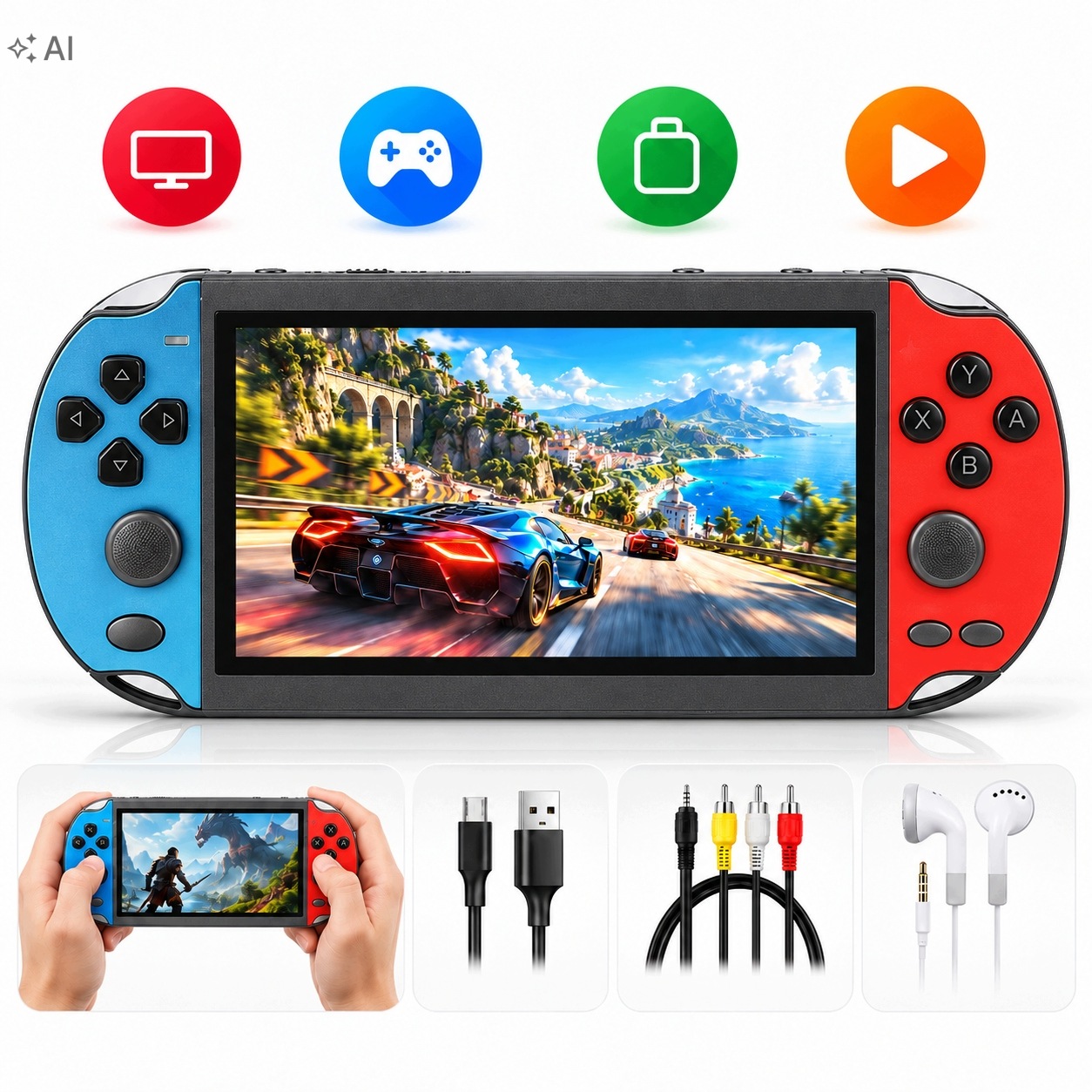 Przenośna Mobilna Mini Konsola X7 Do Gier Retro 2000 Klasycznych 8G Pamięci