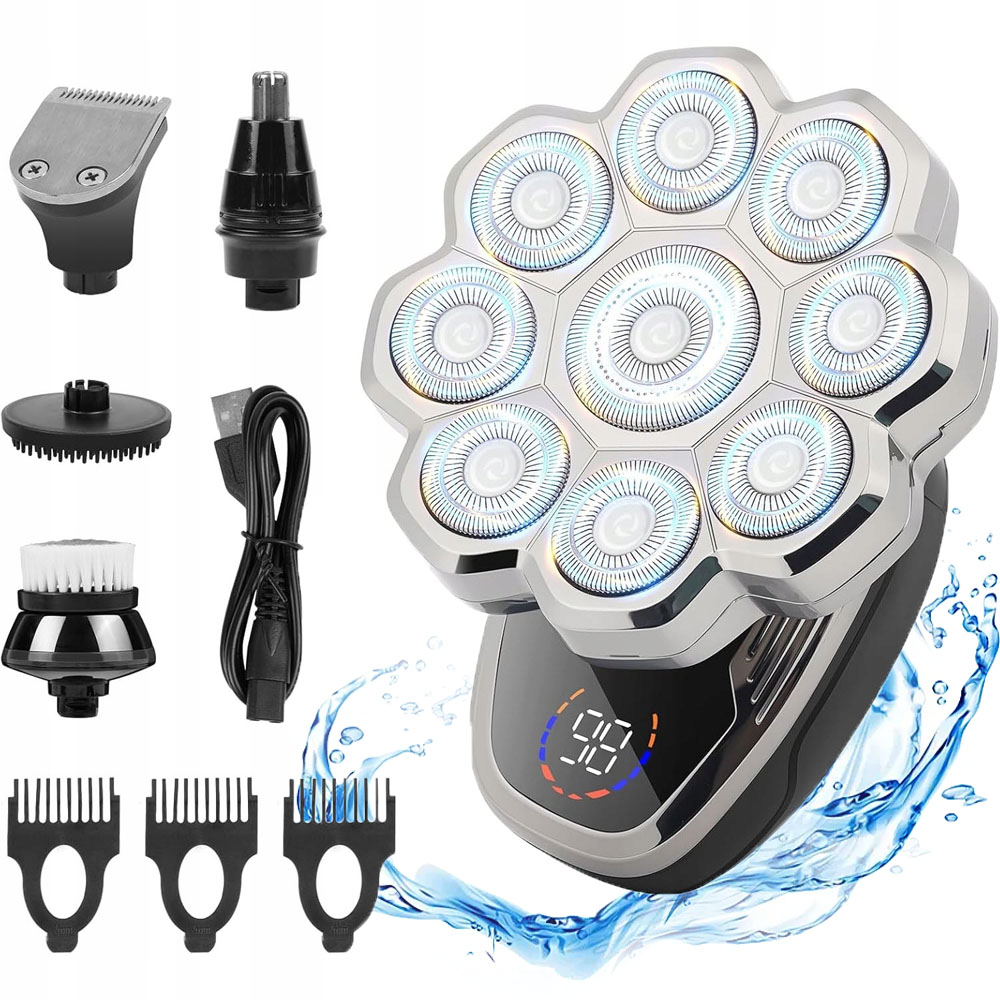 Holicí Strojek pro muže 9D Zastřihovač na mokré suché vousy a vlasy na těle