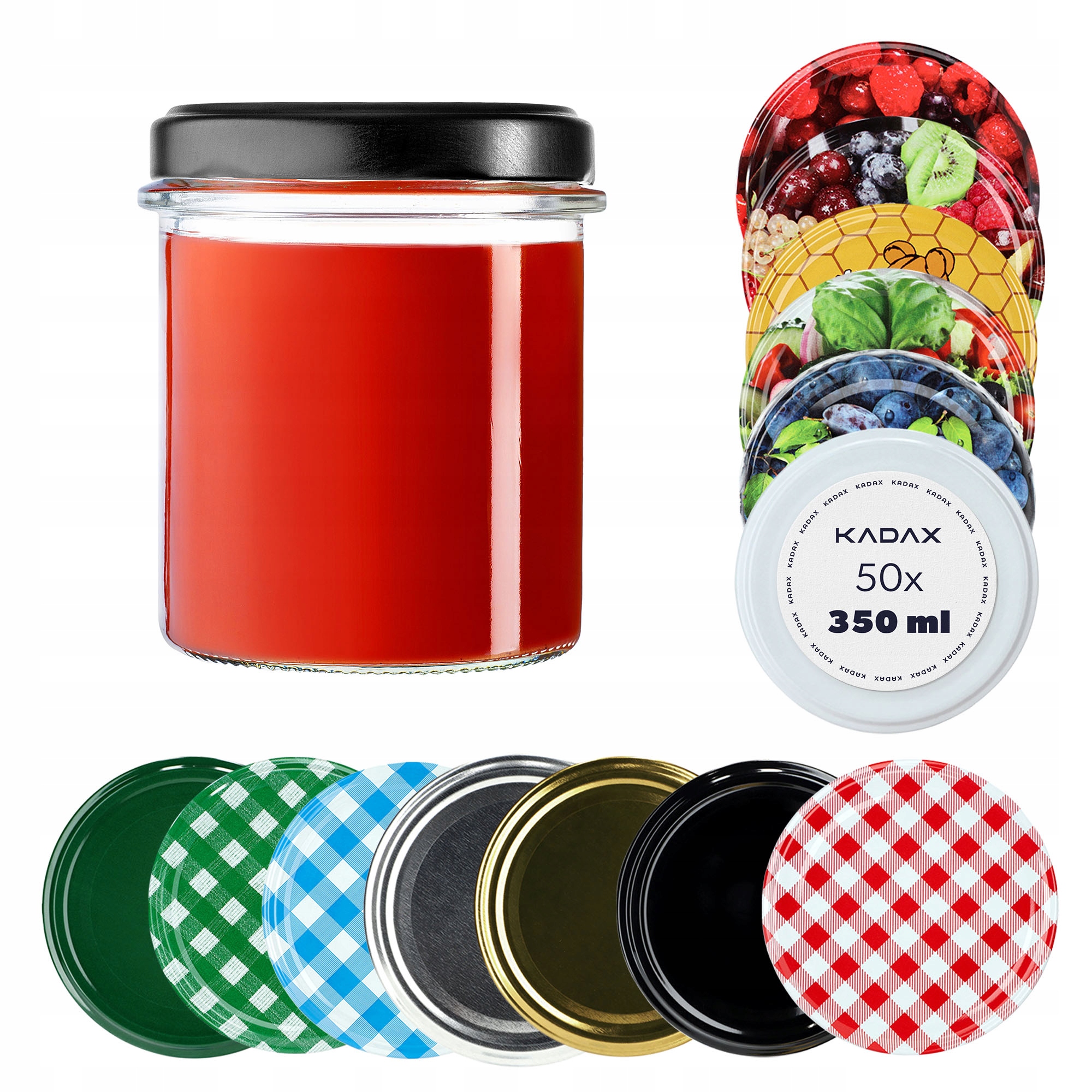 50x Zavařovací Sklenice 350 ml Na Džem Med Měsíc Šroubovací Víčka FI82