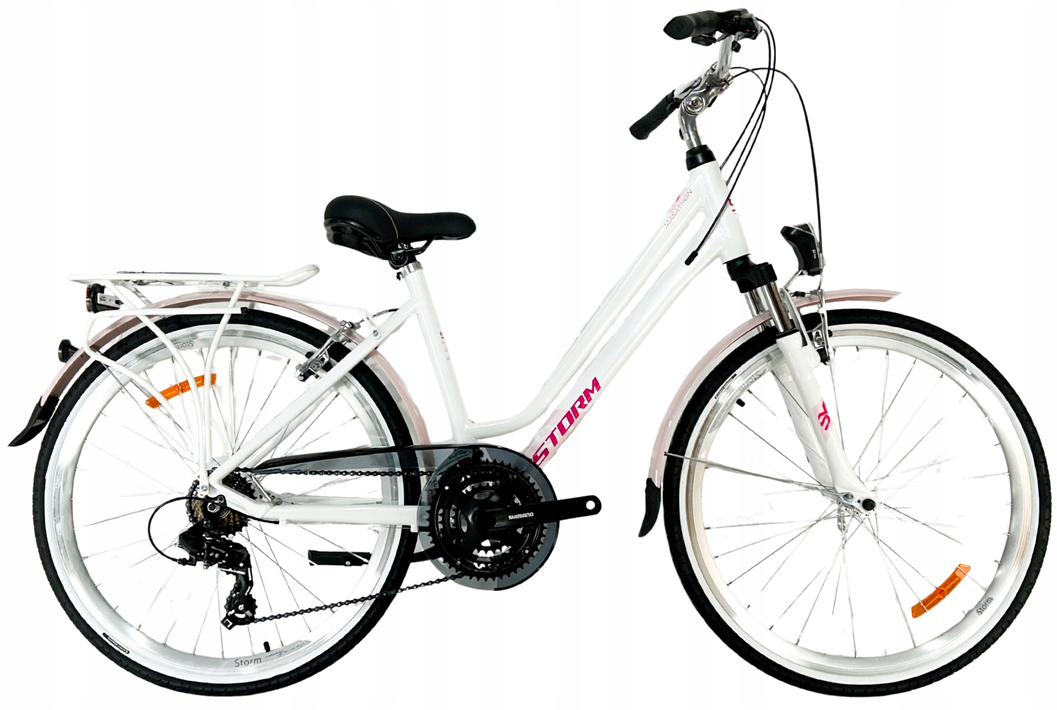 Rower Trekkingowy Damski Storm Marathon 1.0 Lady 15 26 biały różowy 2025