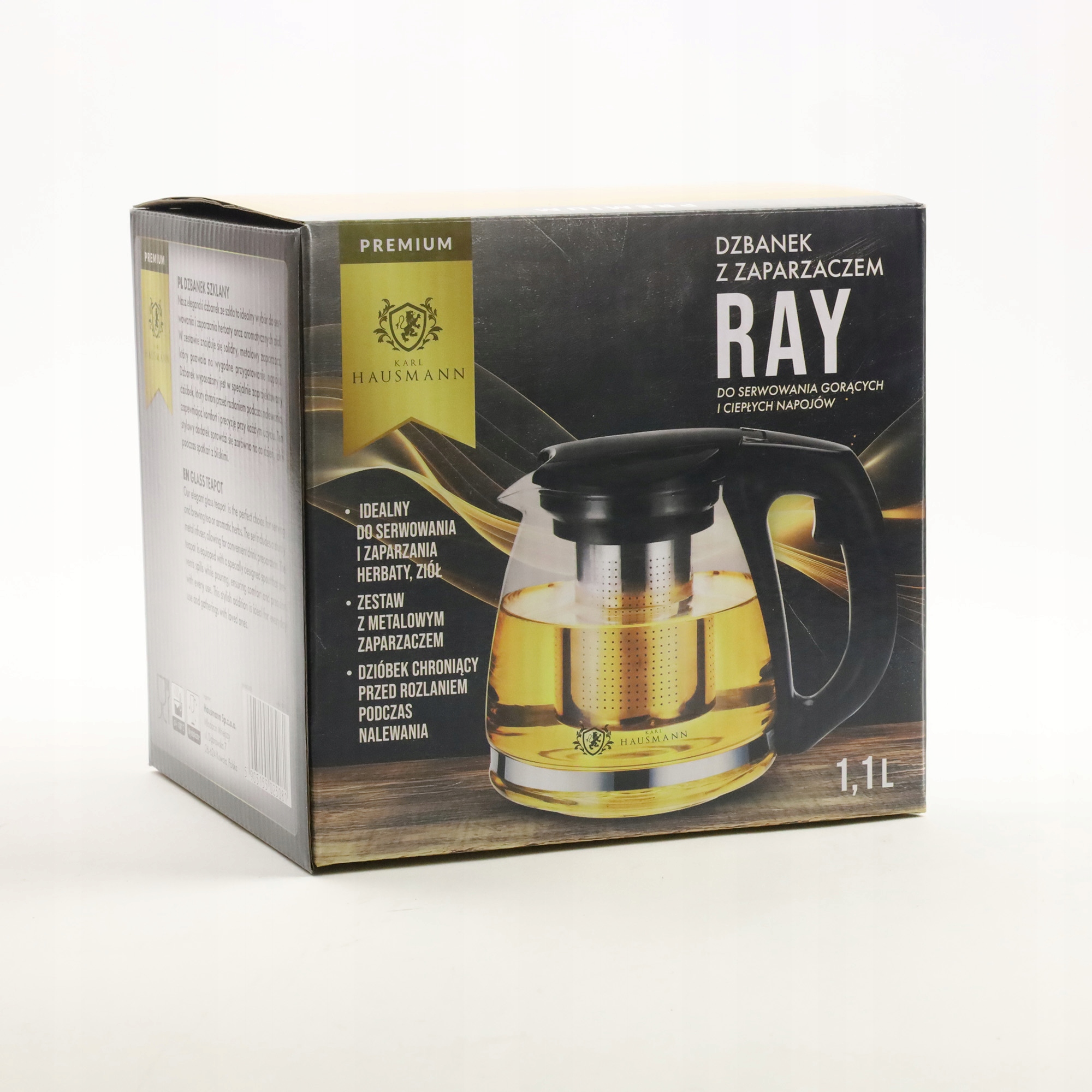 DZBANEK SZKLANY Z STALOWYM ZAPARZACZEM ZAPARZACZ DO HERBATY ZIÓŁ 1100 ML