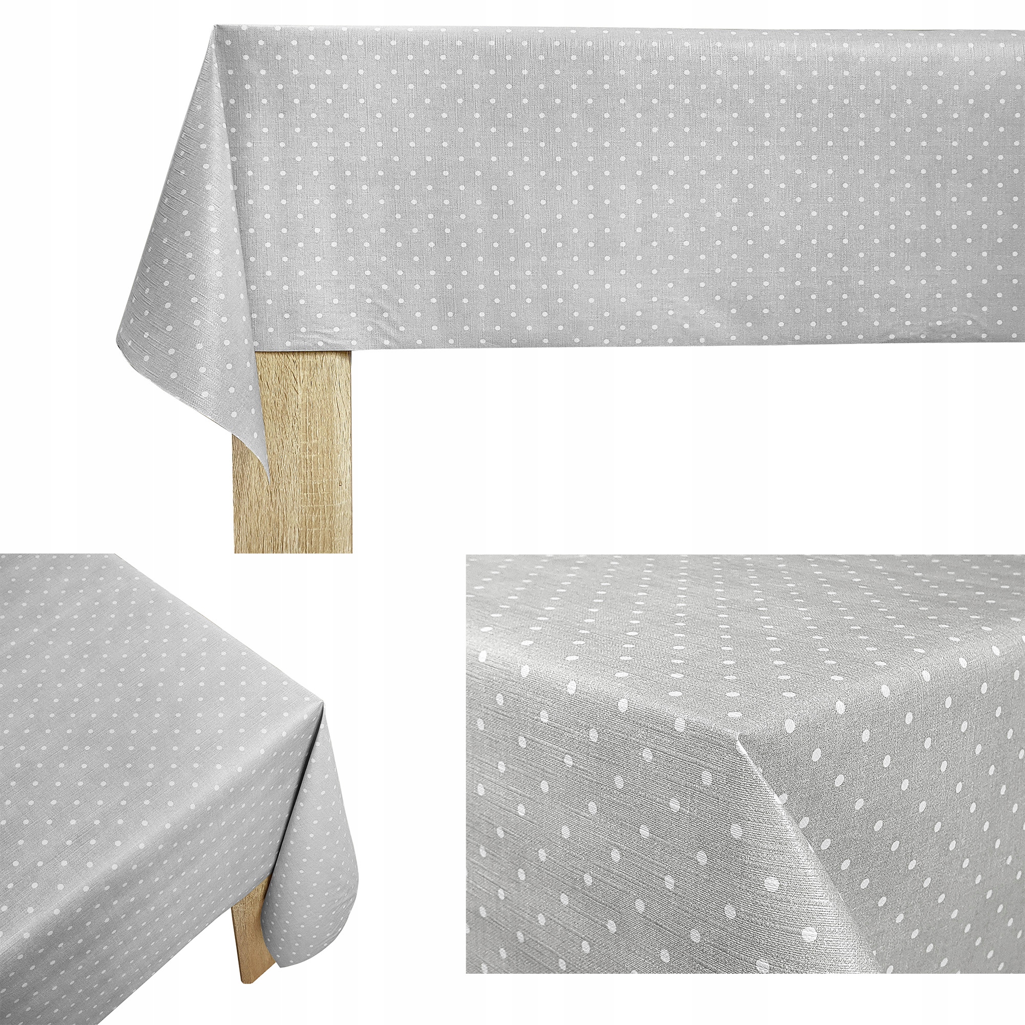 

Obrus Na Stół Cerata Wzór Kropki Szare Szer 140cm