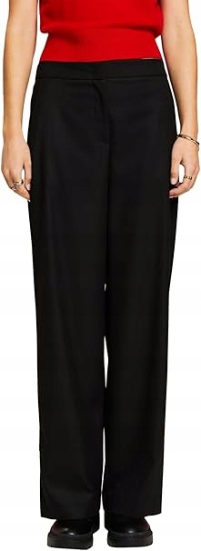 Esprit Černé Elegantní Kalhoty Jednoduché Záševky Vysoký Pas 36/34 6BA