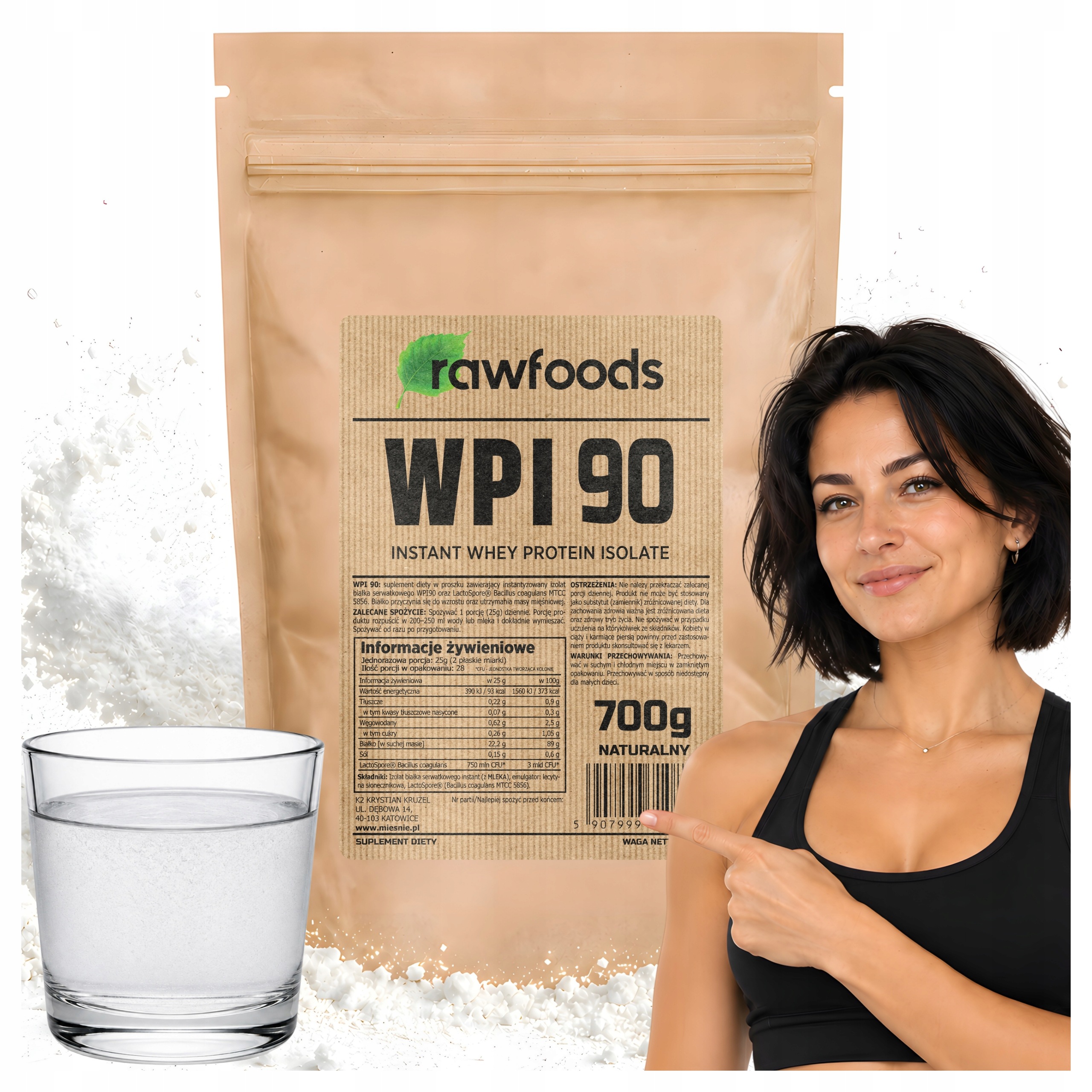 Doplněk Stravy Proteinový Izolát Rawfoods Wpi 90 Whey Protein Isolate Přírodní 700 G
