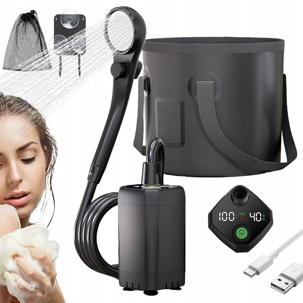 Prysznic Pompka Elektryczna Prysznic Turystyczny Do Biwakowy Survival 3.7V