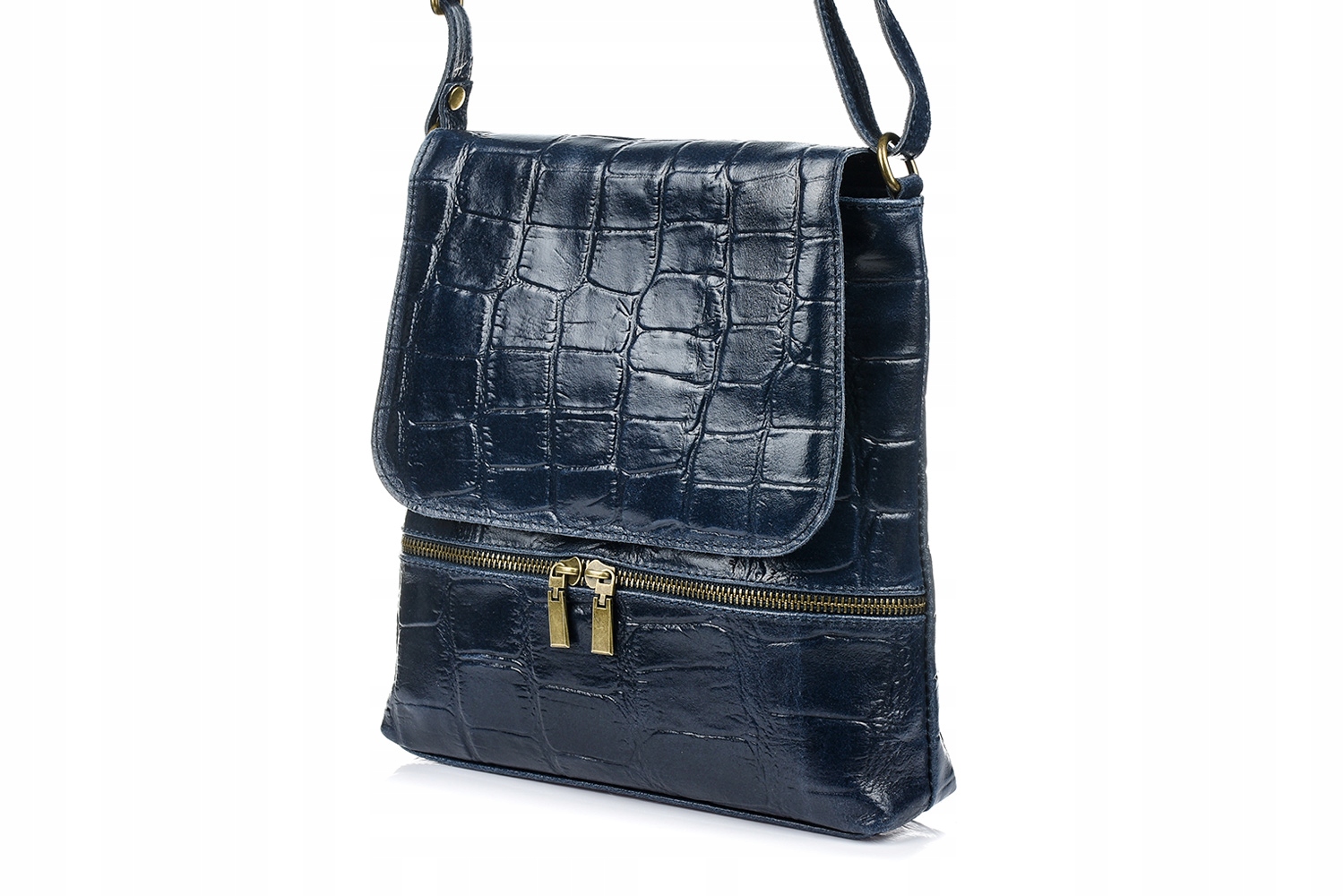 Dámská kožená italská Kabelka Přes Rameno svislá Croco