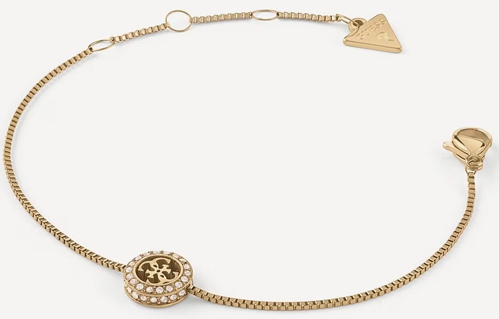 Zlatý Dámský Náramek Guess 4 G Crush S Přívěskem A Krystaly, Sada